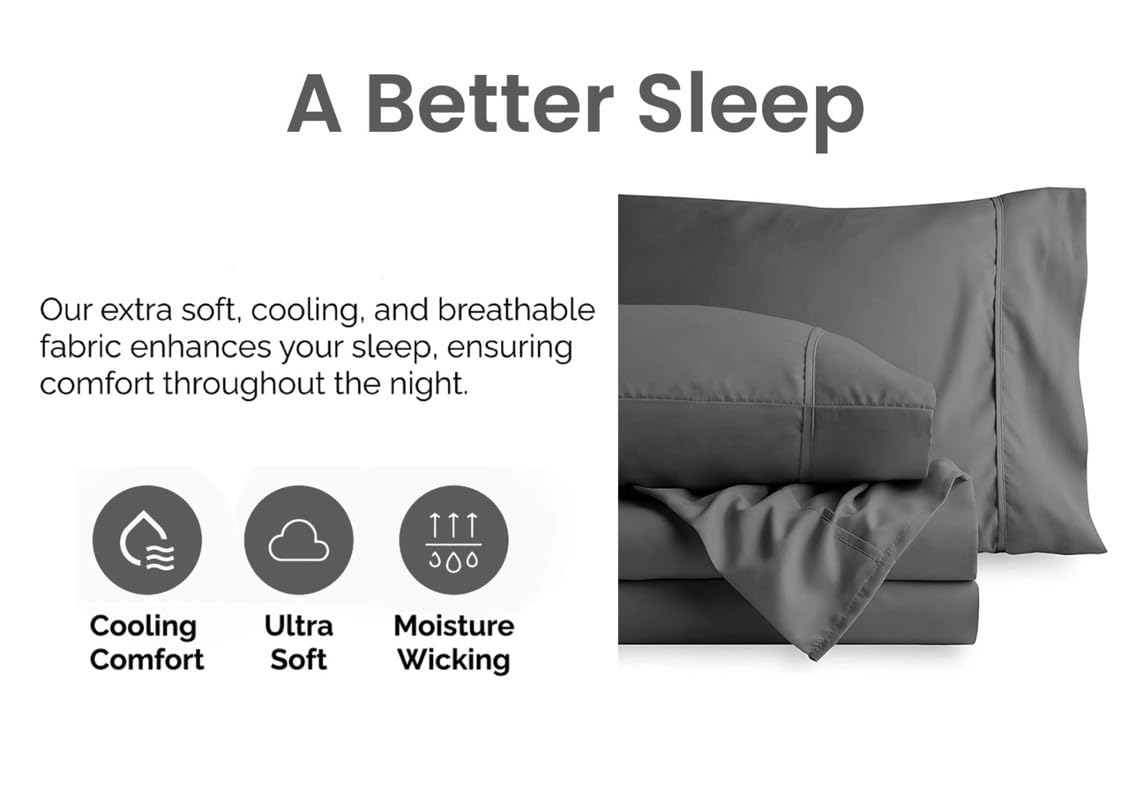 600 Thread Count Percale Cotton Sheets for Full Size Bed - Soft, Breathable & Durable Deep Pocket Bed Sheet Set (Fits Mattress Up to 16