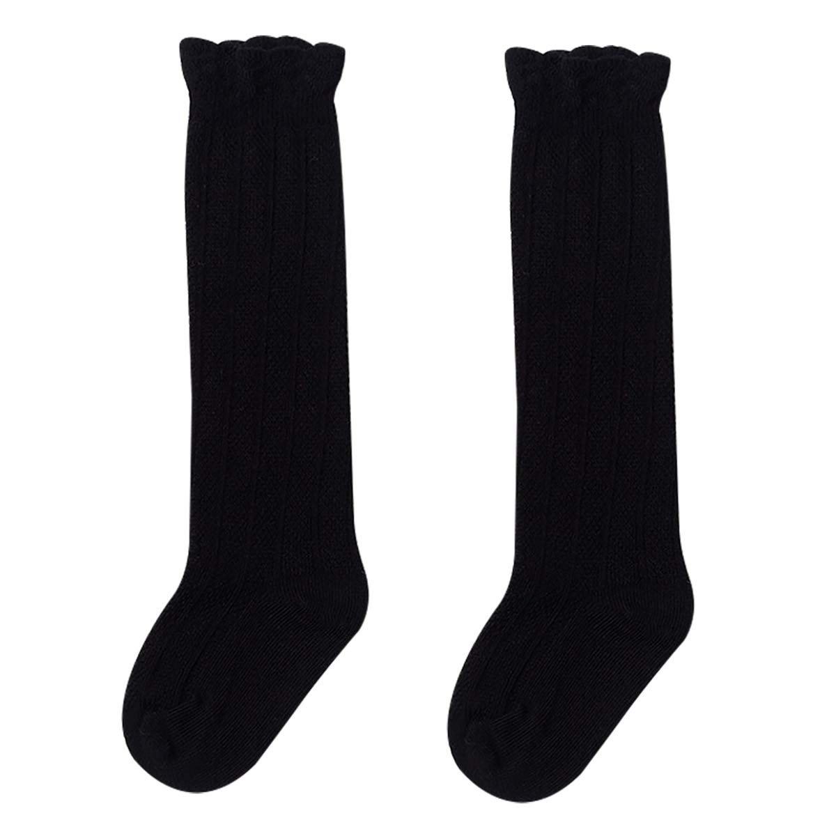 Happy Cherry Knee High Socks for Baby Girls - 3 Pack Cute Long Tube Ruffled Socks with Warm Stockings - Perfect for Winter Outfits, Photoshoots & Special Occasions