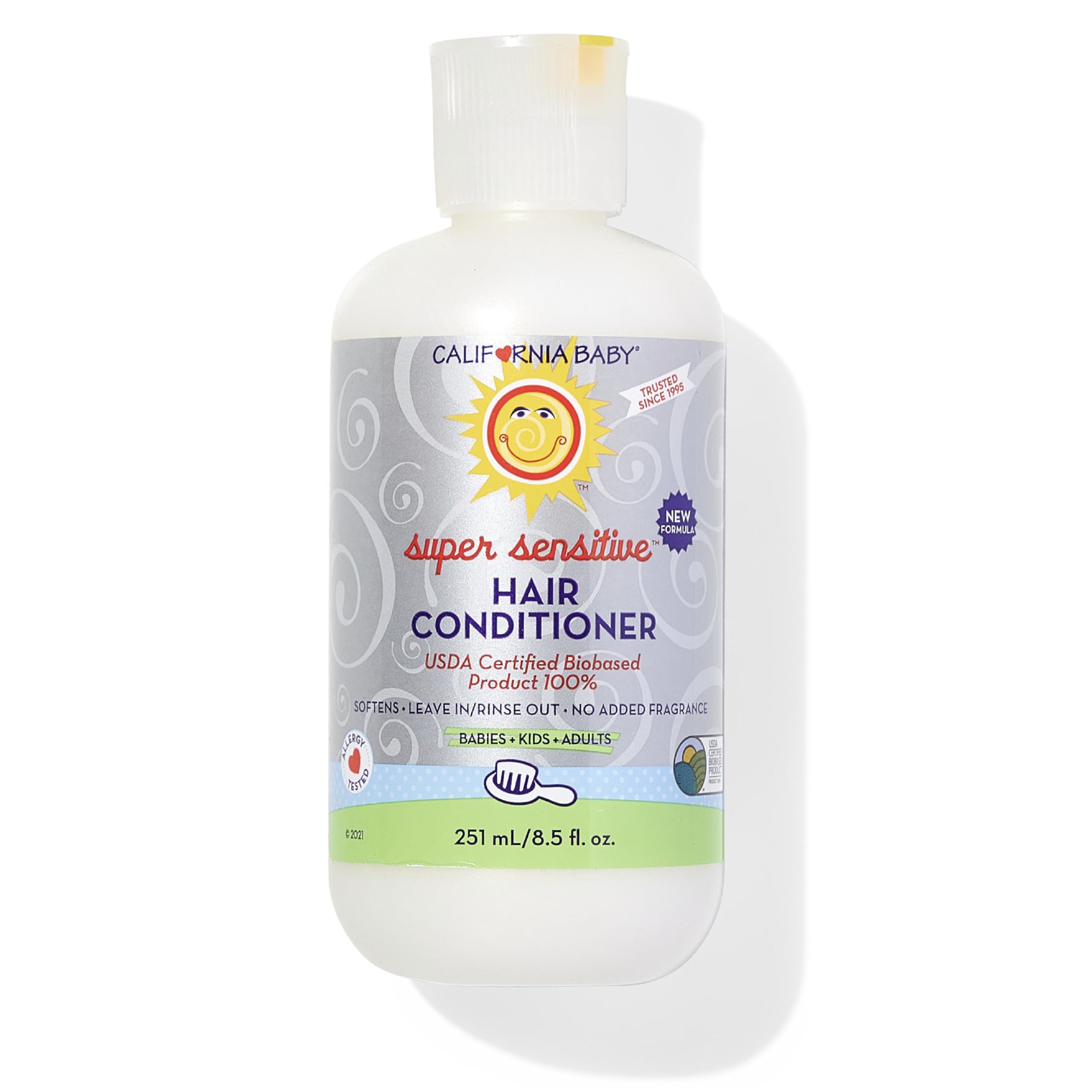 California Baby Super Sensitive Fragrance-Free Hair Conditioner - 8.5 fl oz (255 ml) - Gentle Formula for Babies & Sensitive Scalp - Perfect for Daily Use & Post-Bath Care