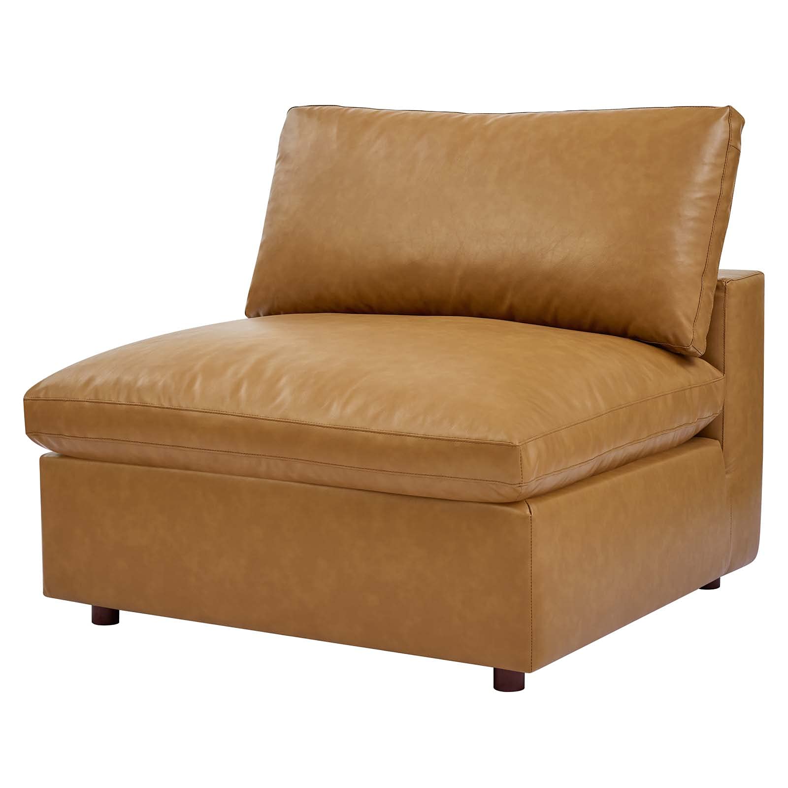 Modern Contemporary Sectional Sofa Set - Faux Vegan Leather in Tan - Perfect for Lounge, Hotel Lobby & Hospitality Spaces