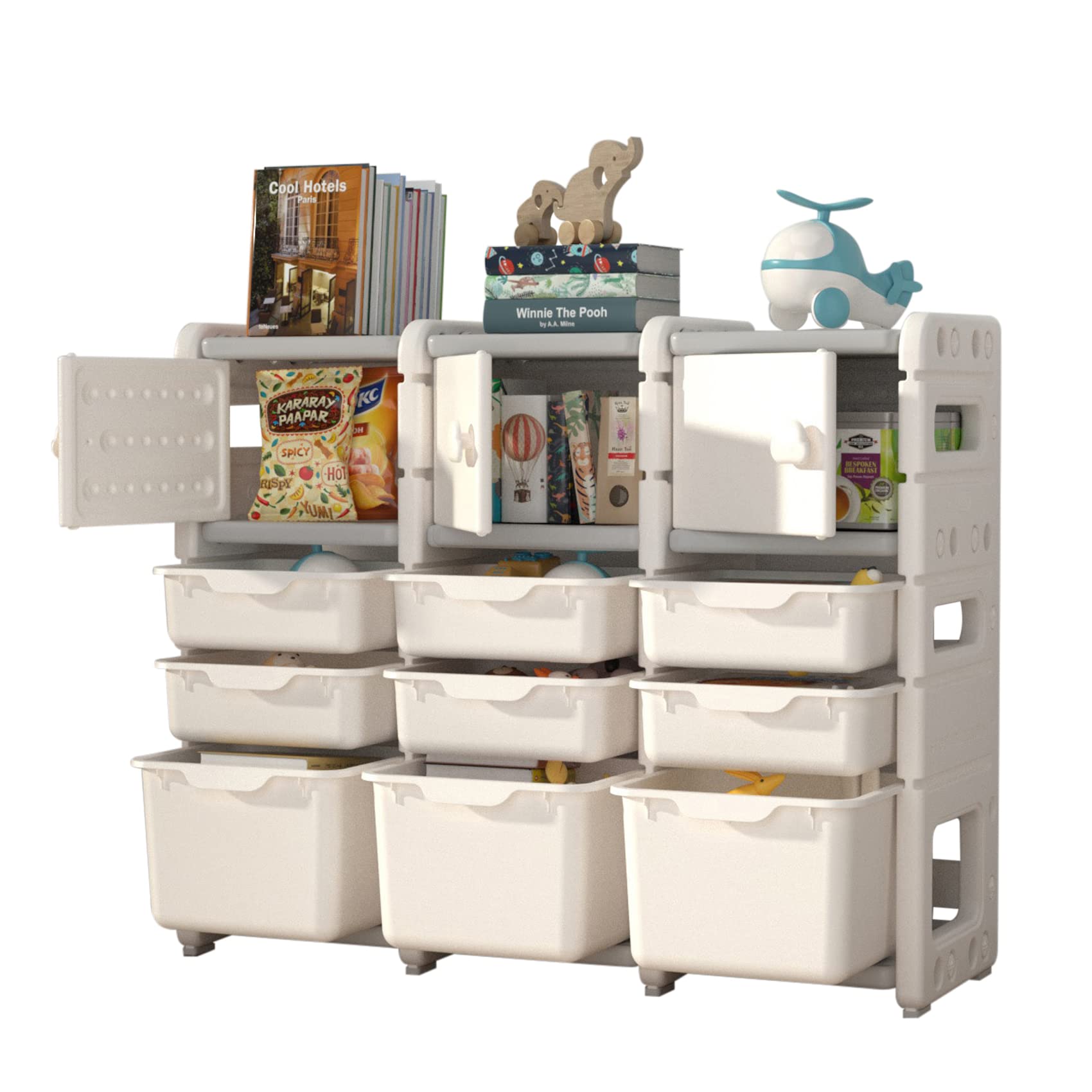 UNICOO Kids Bookshelf & Toy Organizer - 12-Cube Storage Shelf for Children's Bedroom, Playroom, Nursery or Classroom - Perfect for Organizing Toys, Books, School Supplies & Decorations