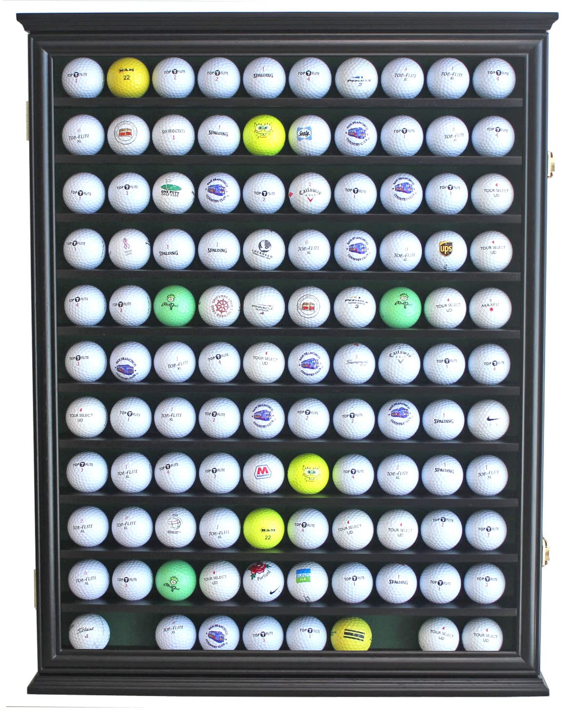 110 Golf Ball Display Case Wall Cabinet - UV Protection Door, Black Finish - Perfect Golf Gift for Men, Home & Office Decor, Golf Clubhouse Display