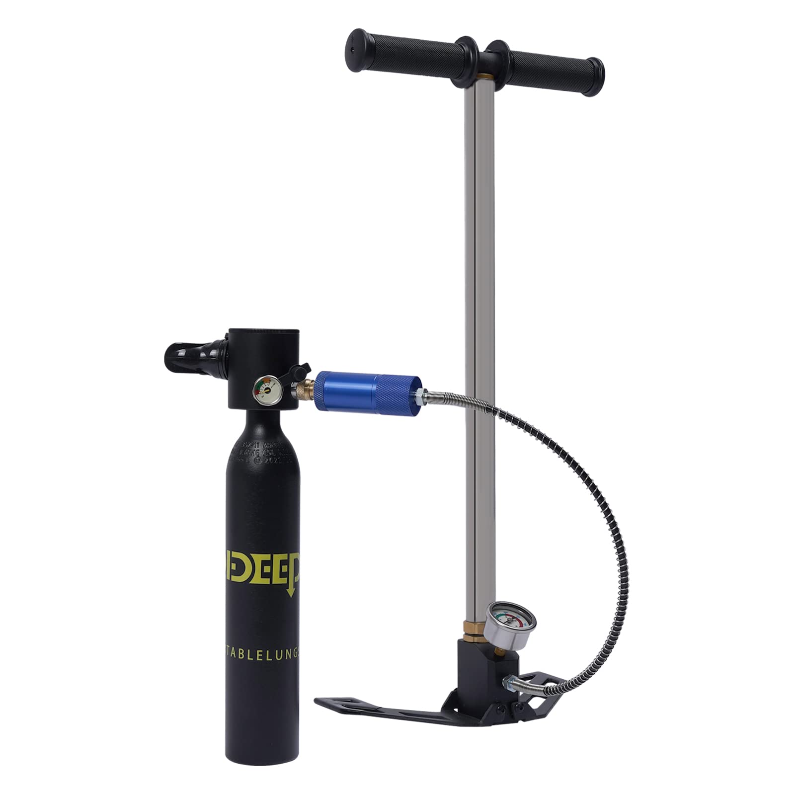 DNYSYSJ 4500PSI 0.5L Mini Scuba Diving Tank with High Pressure Air Pump - Portable Oxygen Cylinder Set for Underwater Photography, Snorkeling & Emergency Backup (Black)
