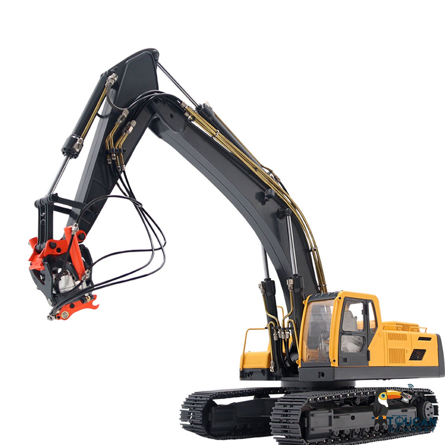 JDM 1/14 EC360 RC Hydraulic Excavator Toy - Radio Controlled Electric Digger V2 RTR Ultimate Edition with FlySky PL18 ESC & Servo Motor - Construction Simulation for Kids & Adults