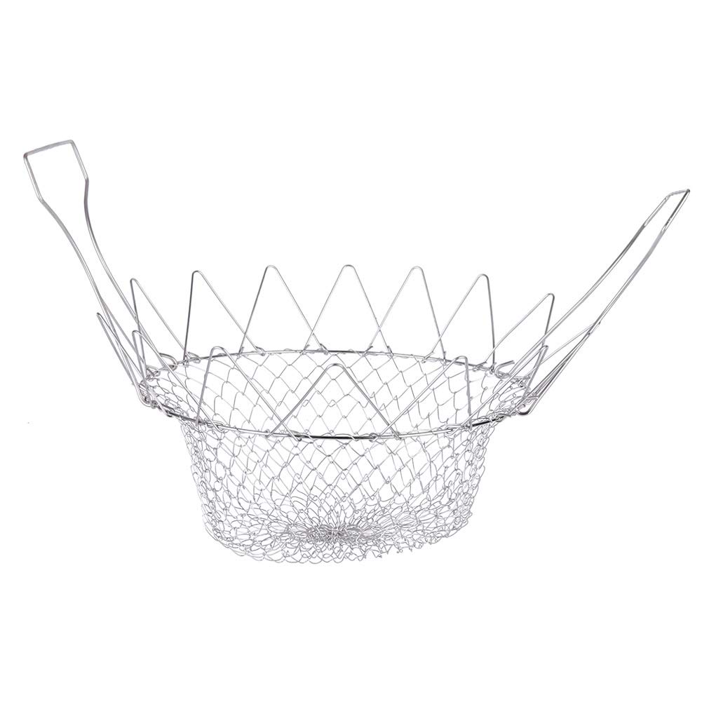 Foldable Stainless Steel Frying Net Basket - Perfect for French Fries, Chicken Fingers & More | Durable Cooking Strainer for Deep Frying, Air Frying & Kitchen Use