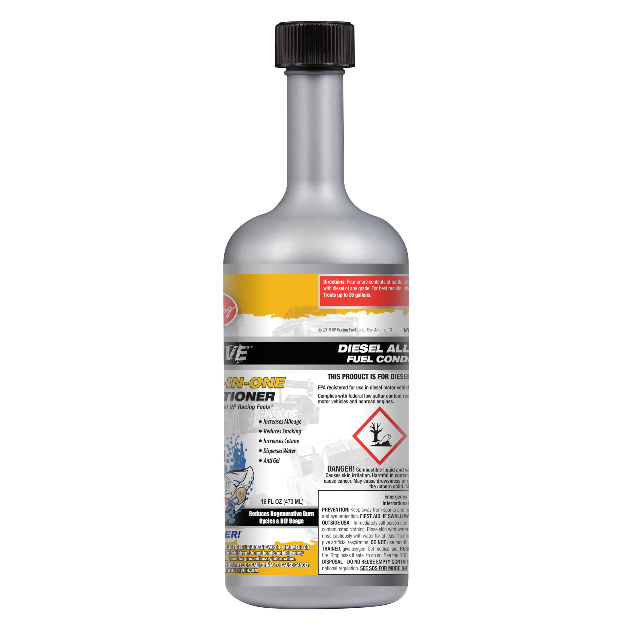 VP Racing Fuels Diesel All-in-One Fuel Conditioner - 16 oz Bottle (Pack of 9) | Improves Performance & Cleans Injectors | Ideal for Trucks, Boats & Heavy Equipment