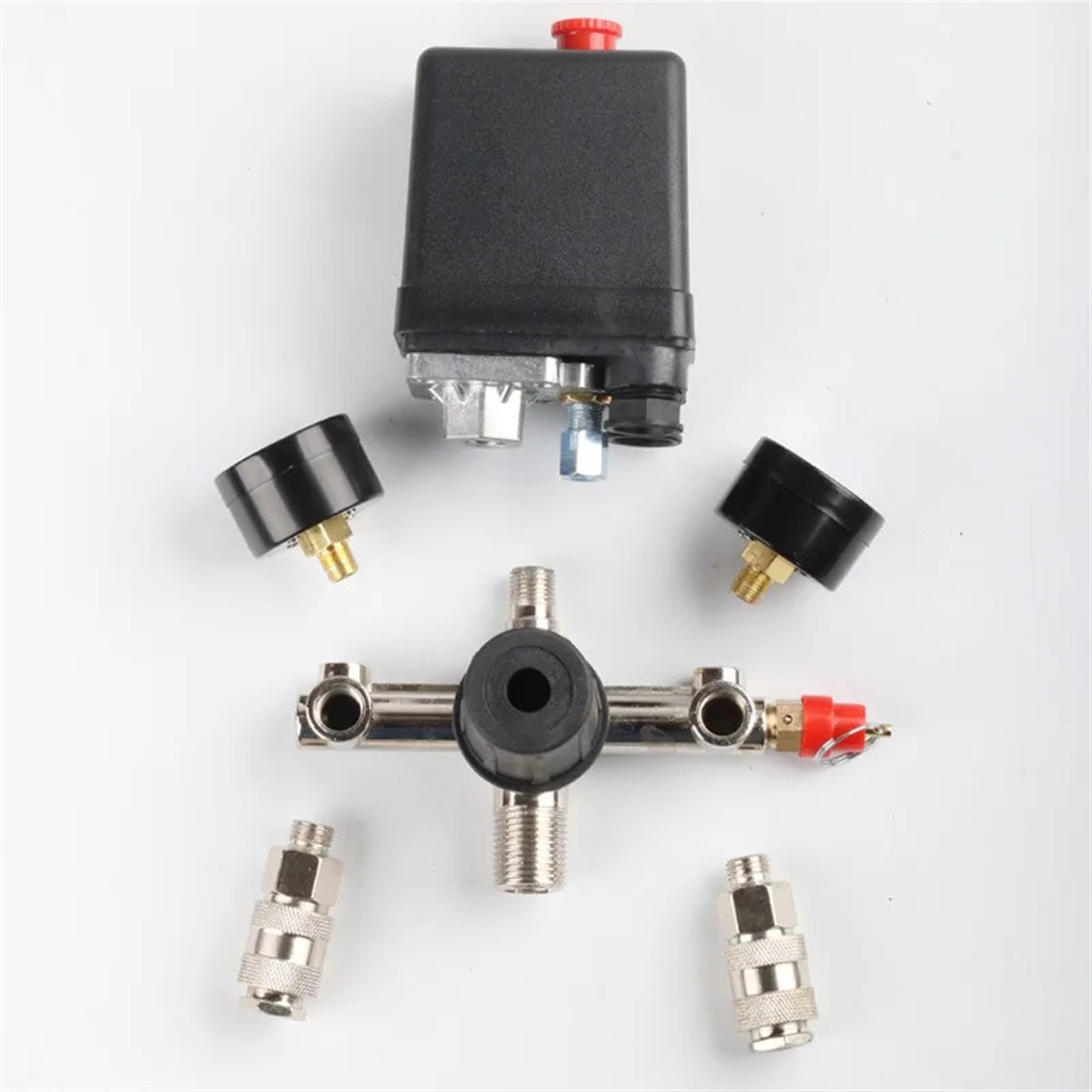 220V/380V 90-120 PSI Air Compressor Pump with Pressure Switch, Control Valve, Manifold, Relief Regulator & Gauge - Heavy Duty for Industrial & Home Garage Use (Color: 220V)
