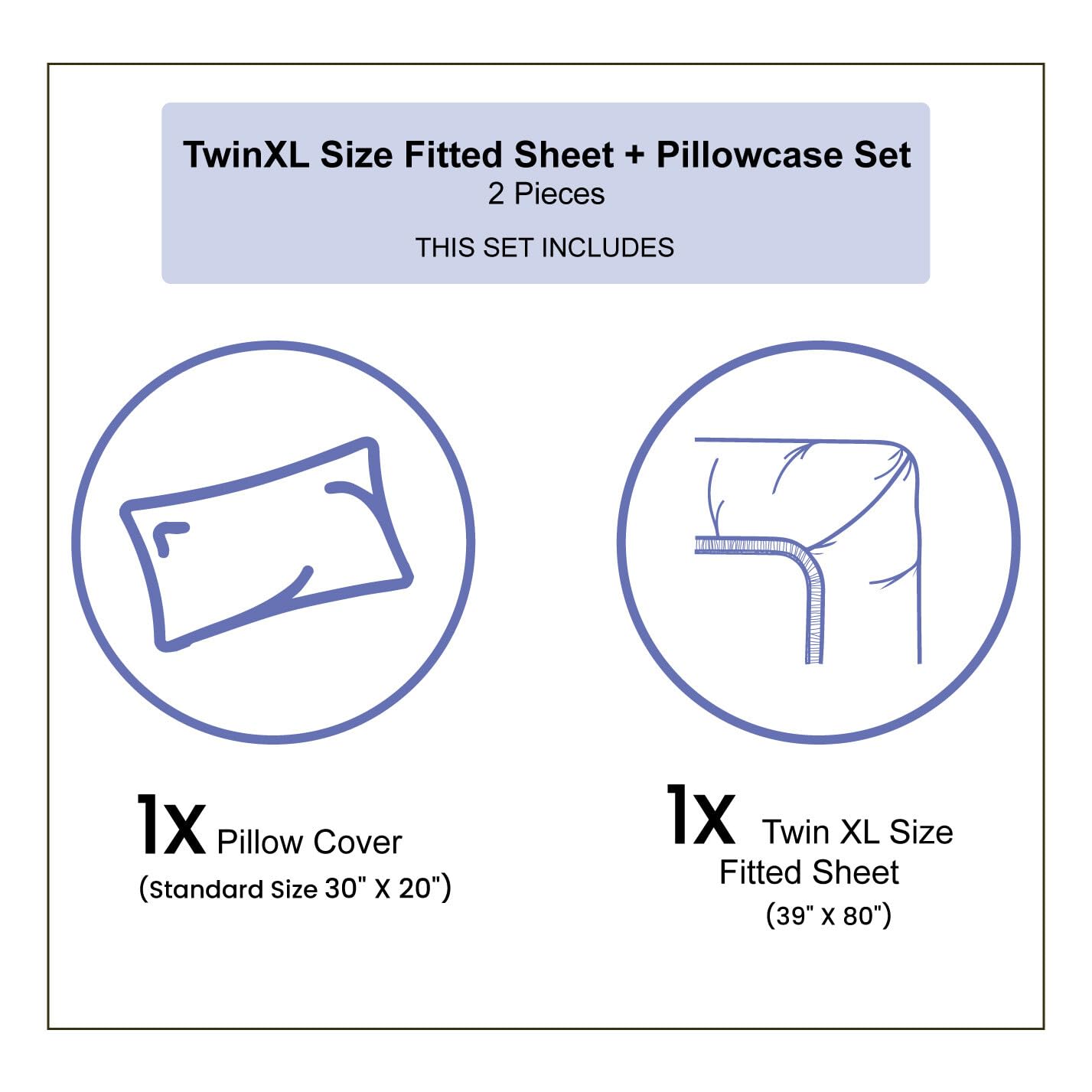 Ambesonne Music Themed Fitted Sheet & Pillow Sham Set - Water Musical Notes & Dancing Waves Design, Decorative 2-Piece Twin XL Bedding Set in Navy Blue | Perfect for Music Lovers' Bedrooms, Dorm Rooms & Themed Guest Rooms