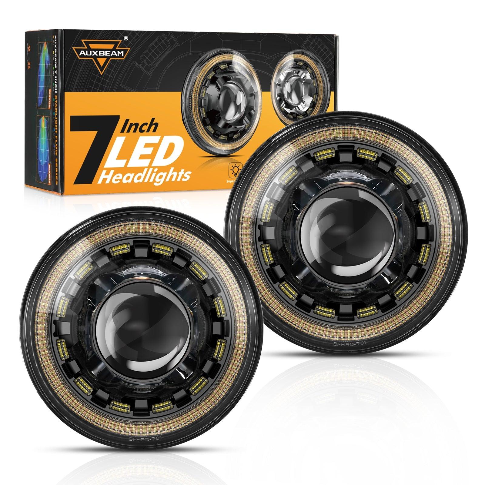 7 Inch 135W DOT Approved LED Headlights with DRL & Turn Signal - High/Low Beam for Jeep Wrangler JK TJ LJ CJ & Land Rover Defender 90 (1997+) - Upgrade Your Off-Road Lighting for Night Driving & Adventure