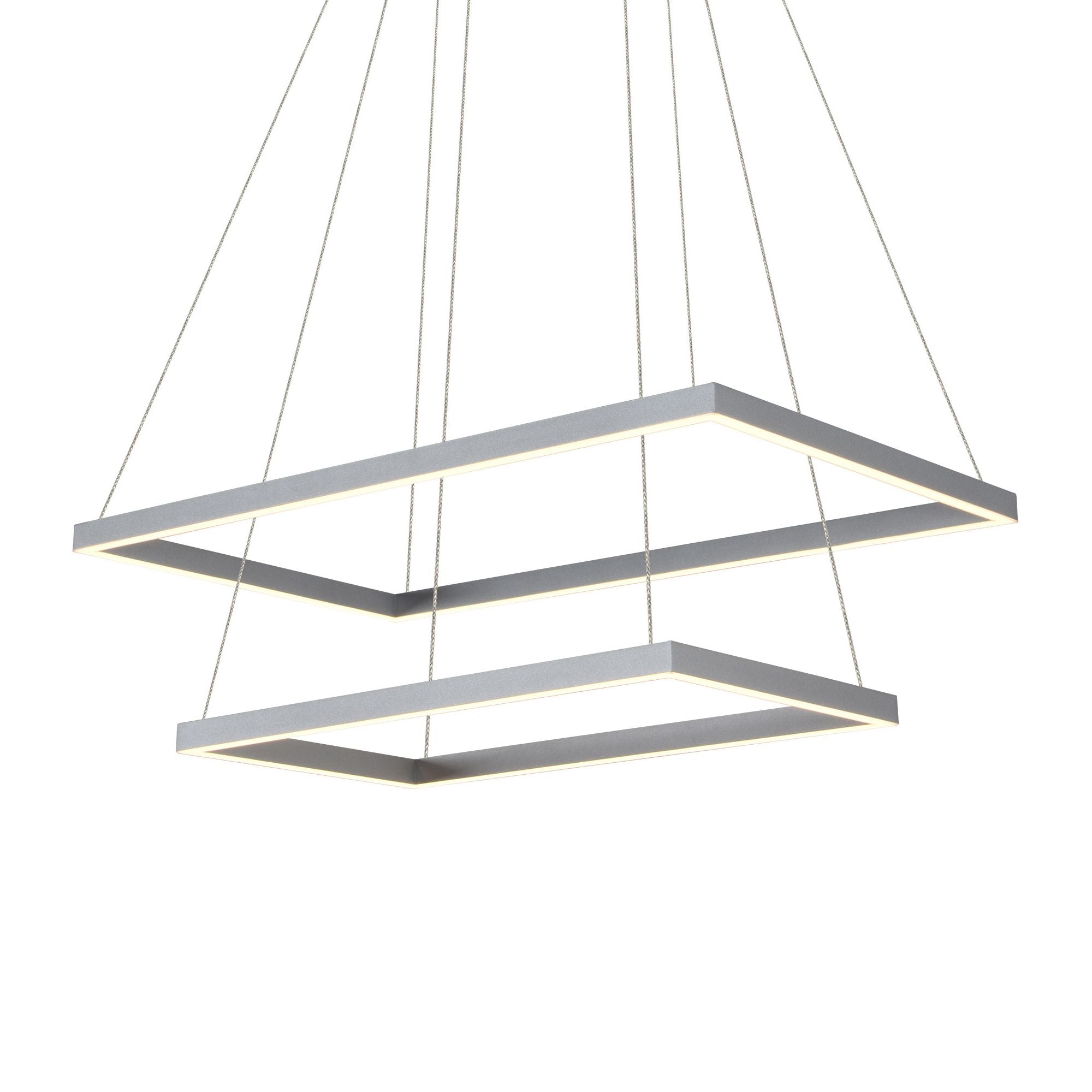VONN Atria Duo 29 Inch Modern Two-Tier LED Chandelier - Adjustable Hanging Silver Light Fixture for Dining Room & Living Room Lighting