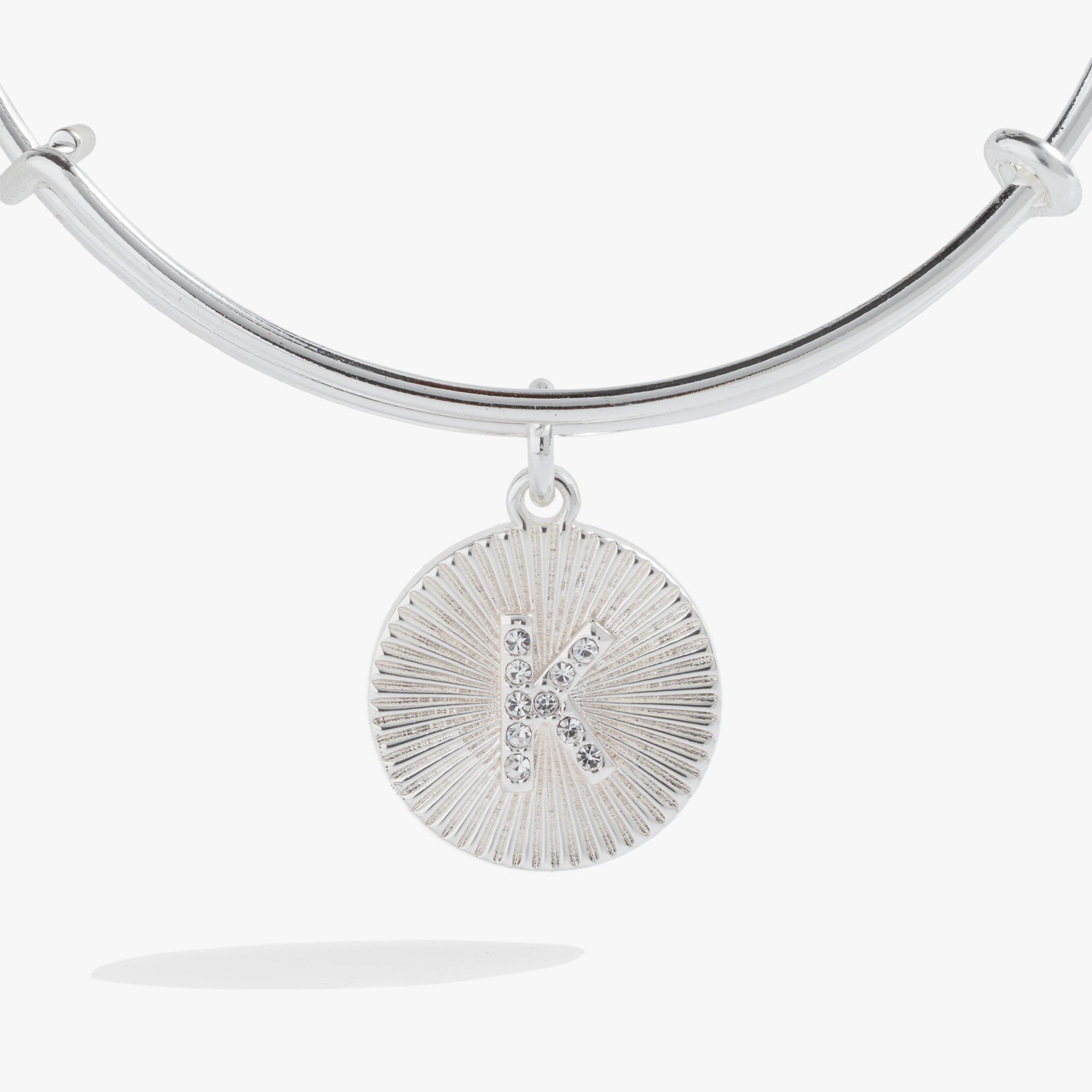 Initial K Pave Starburst Texture Bangle - Elegant Personalized Jewelry for Women | Perfect for Gifts, Anniversaries & Special Occasions