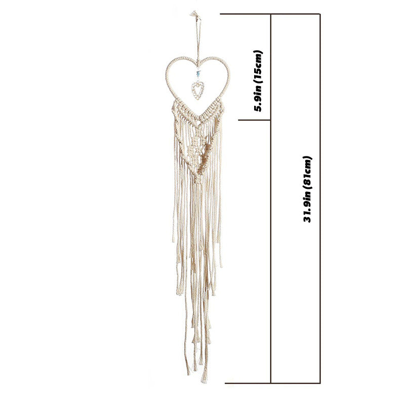 Handmade Heart Shaped Macrame Wall Hanging Decor - Bohemian Style Cotton Rope Wall Art for Bedroom, Nursery & Wedding Decorations