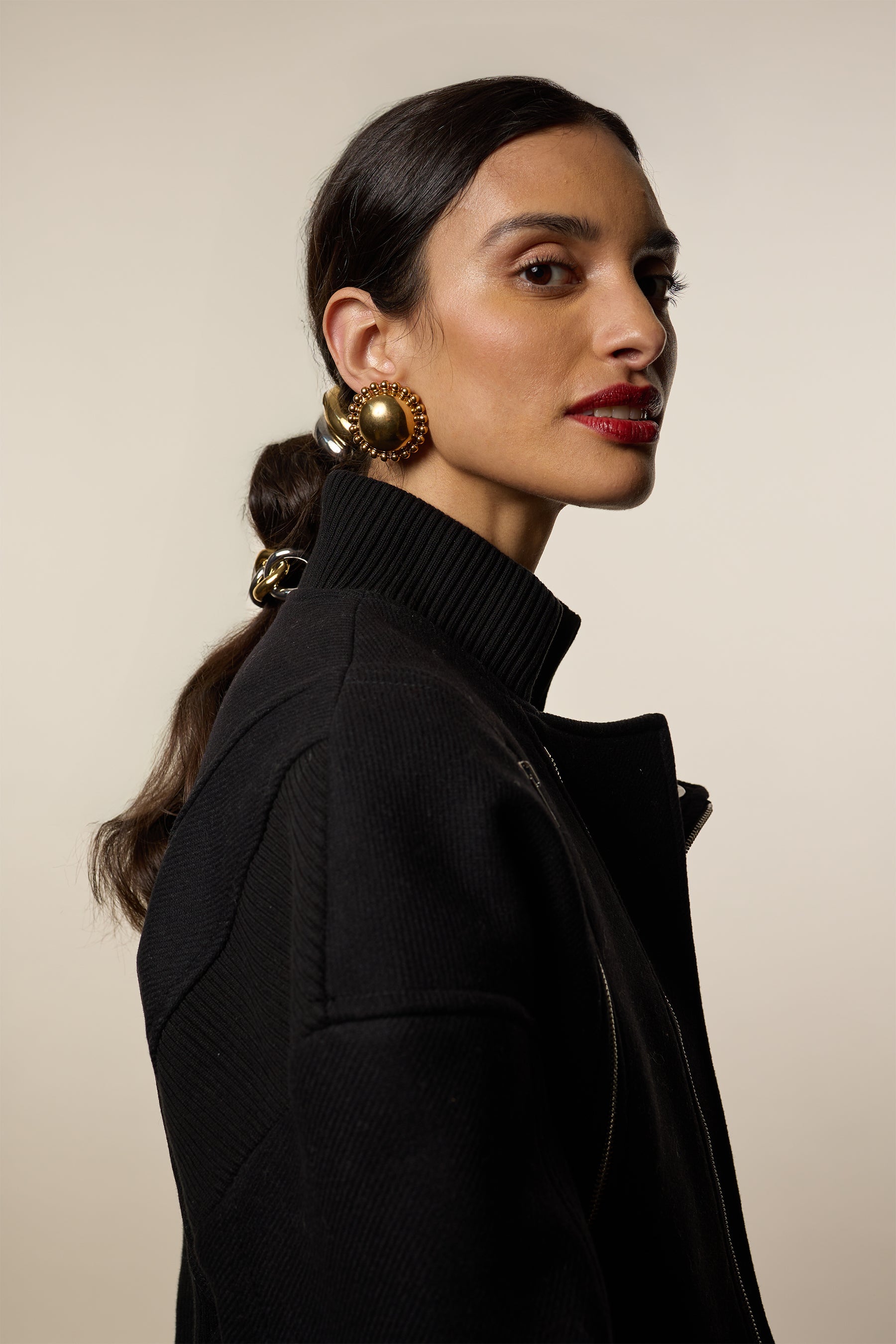 Lucia Dome Stud Earrings for Women - Elegant Gold-Plated Hoop Earrings for Everyday Wear | Perfect for Office, Party & Gift Giving