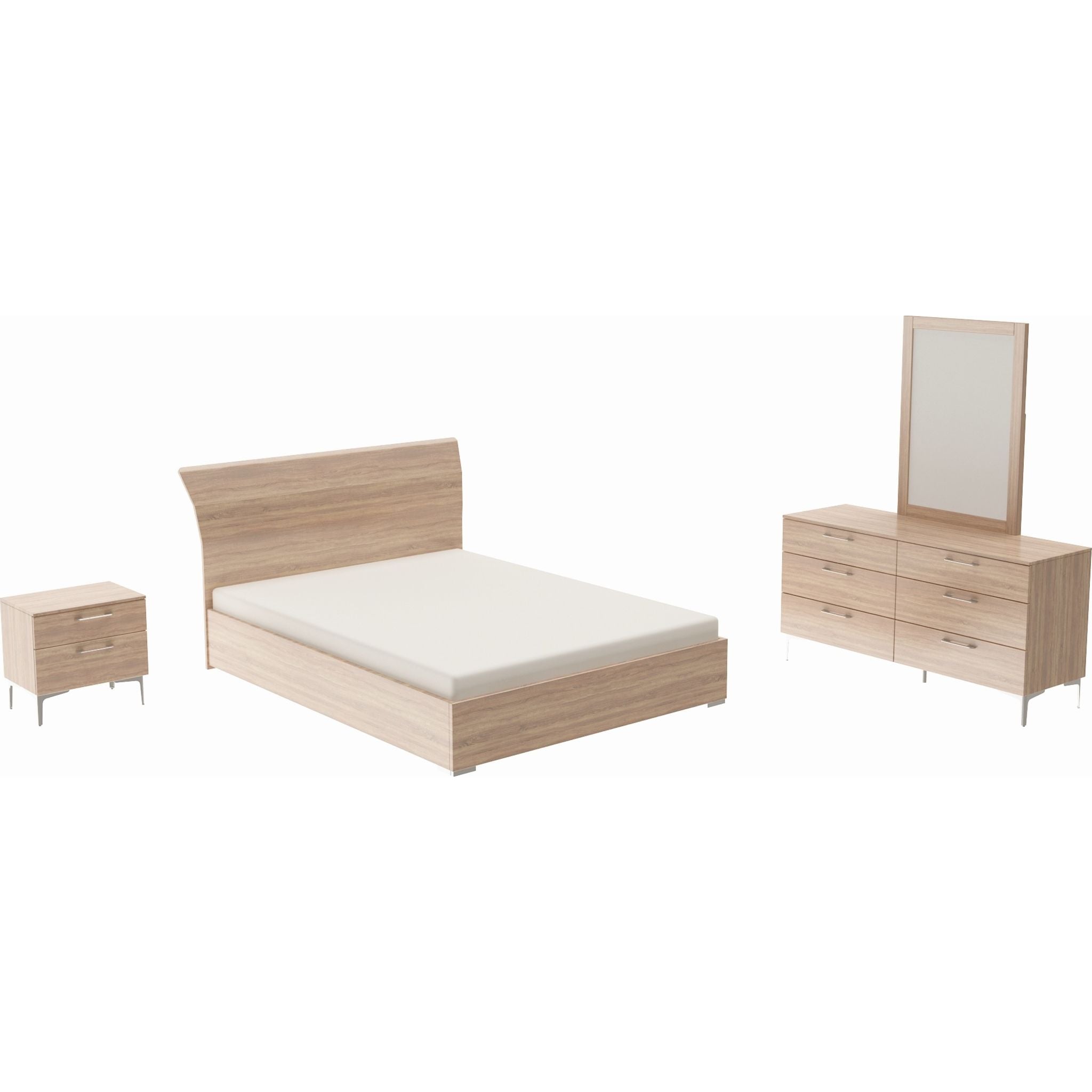 Apollo Queen Bedroom Set - French Oak Wood Bed Frame with Nightstands & Dresser | Modern Farmhouse Style for Master Bedroom & Guest Room