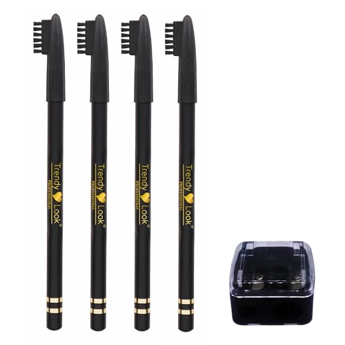 Black - 4 pcs Pencil + 1 pc Sharpener