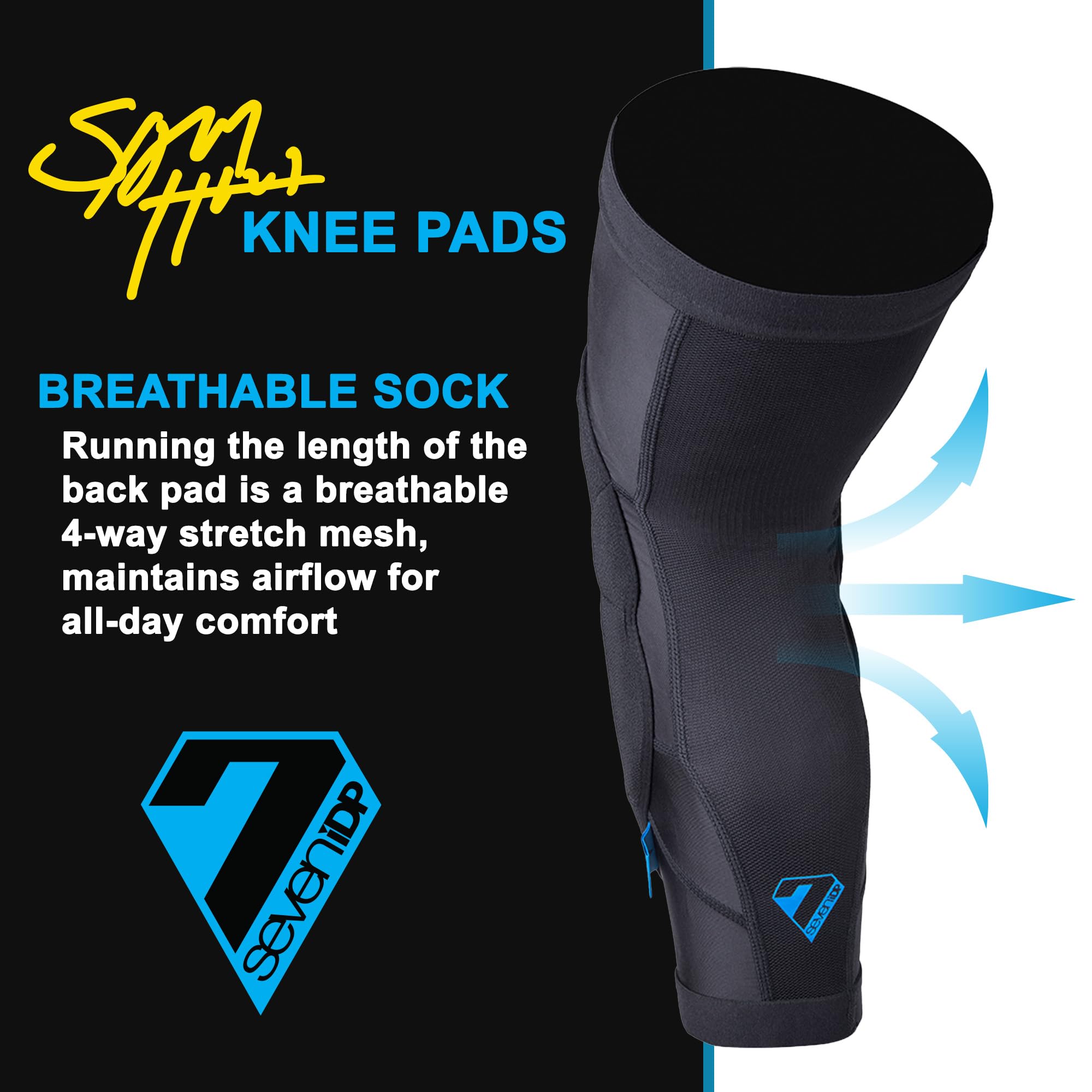 7iDP Sam Hill Knee Pads - Best MTB Protection for Enduro, Trail & Downhill Cycling - Breathable & Flexible Compression Fit Knee Guards (Small) - Perfect for Mountain Biking & Extreme Sports