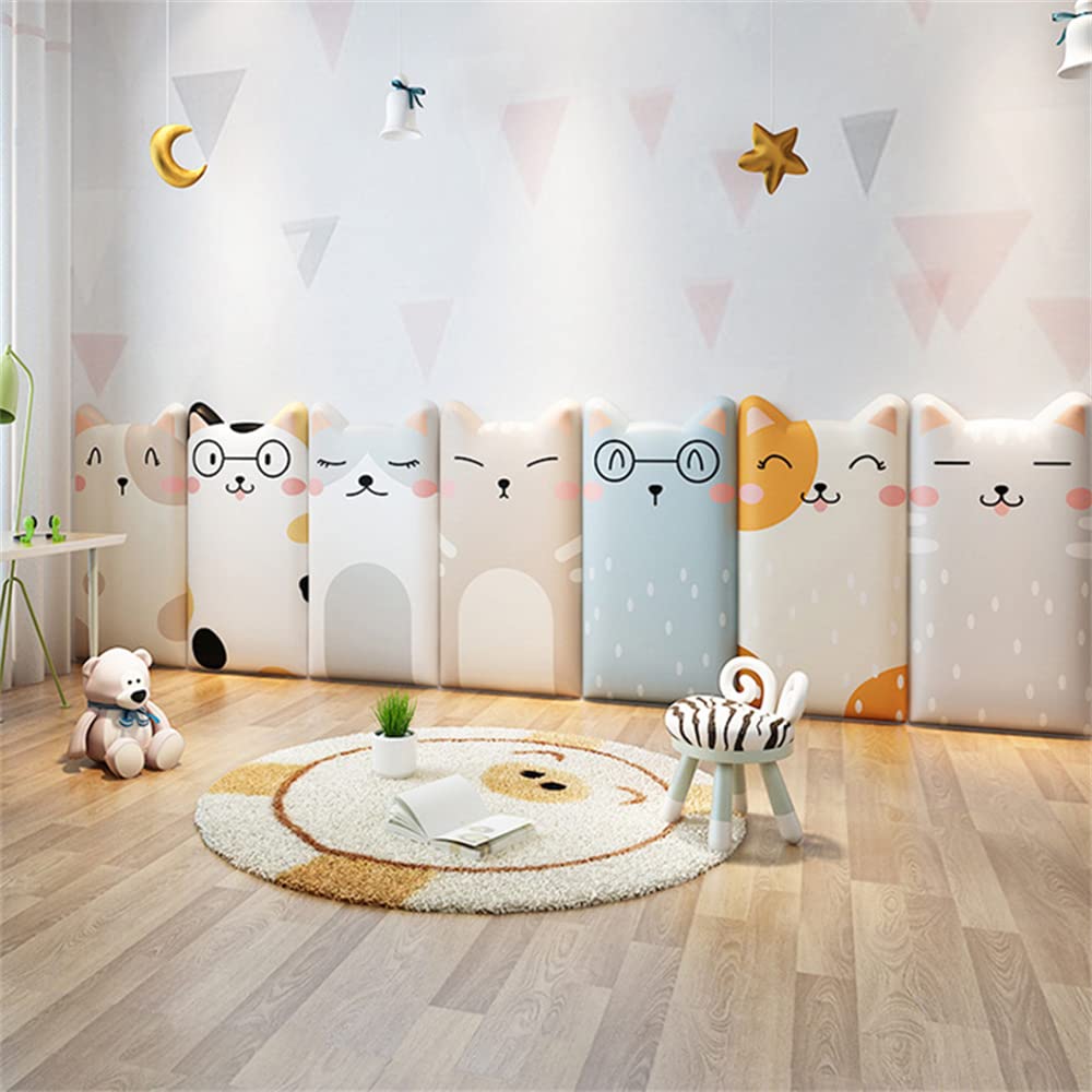 Baby Anti-Collision Bed Headboard - Cartoon Animal Peel and Stick Wall Stickers, Soft Foam Tatami Mat for Kids Room Decor, 3D Wooden Foam Wall Panels | Safe Nursery Decor for Toddler Bedrooms & Playrooms