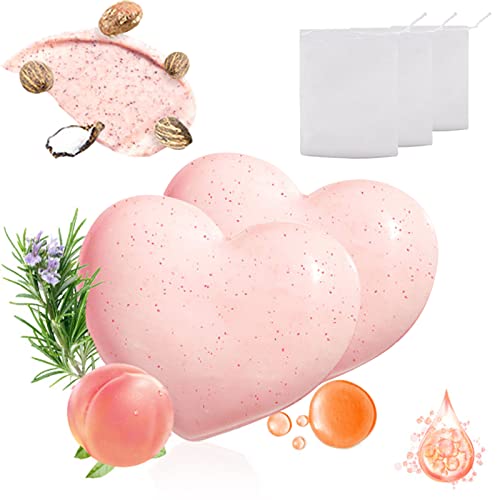 Peach & Hibiscus Body Scrub Soap - Exfoliating & Firming Butt Soap with 3 Bubble Nets, Cellulite Treatment & Skin Brightening for Hips, Thighs & Body - Whitening, Anti-Cellulite & Skin Tightening (2Pcs) - Perfect for Shower, Spa & Self-Care Routine