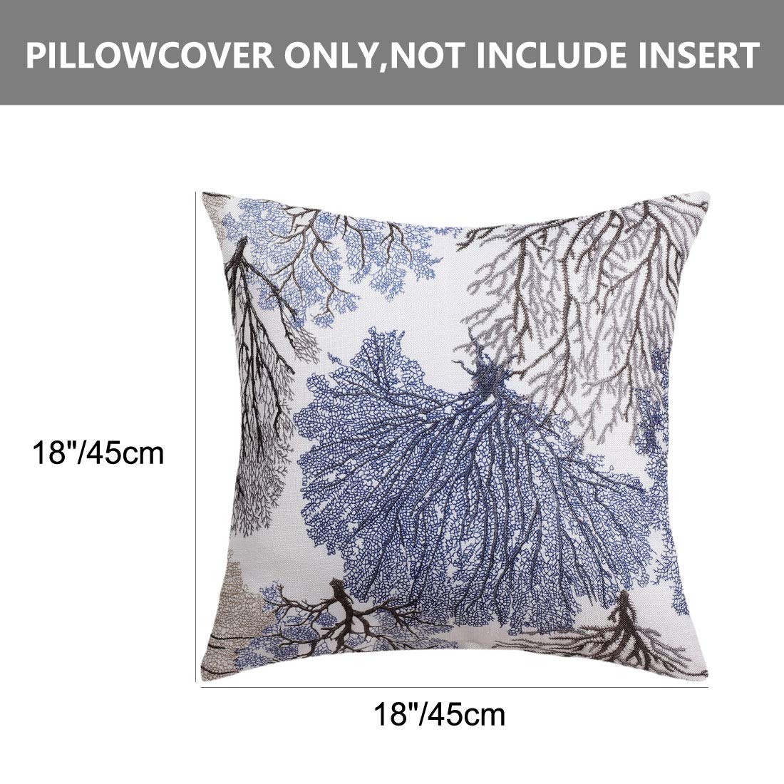 uxcell 2-Pack Modern Coral Coastal Throw Pillow Covers 18x18 Inch - Linen Cushion Cases for Sofa, Couch & Beach House Decor - Perfect for Living Room, Bedroom & Coastal Home Styling