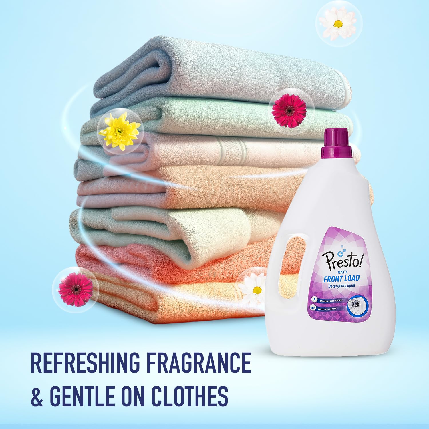 Presto! Matic Front Load Liquid Laundry Detergent - 2L Bottle | High-Efficiency HE Washer Safe | For Fresh & Clean Clothes | Perfect for Families & Large Loads