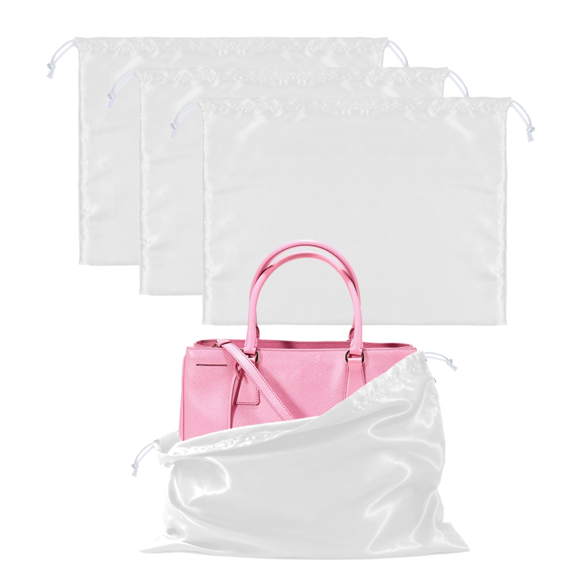 3 Pack Silk Dust Bags for Handbags & Purses - Premium Drawstring Storage Covers for Shoes, Boots & Accessories - Perfect for Travel, Closet Organization & Luxury Item Protection