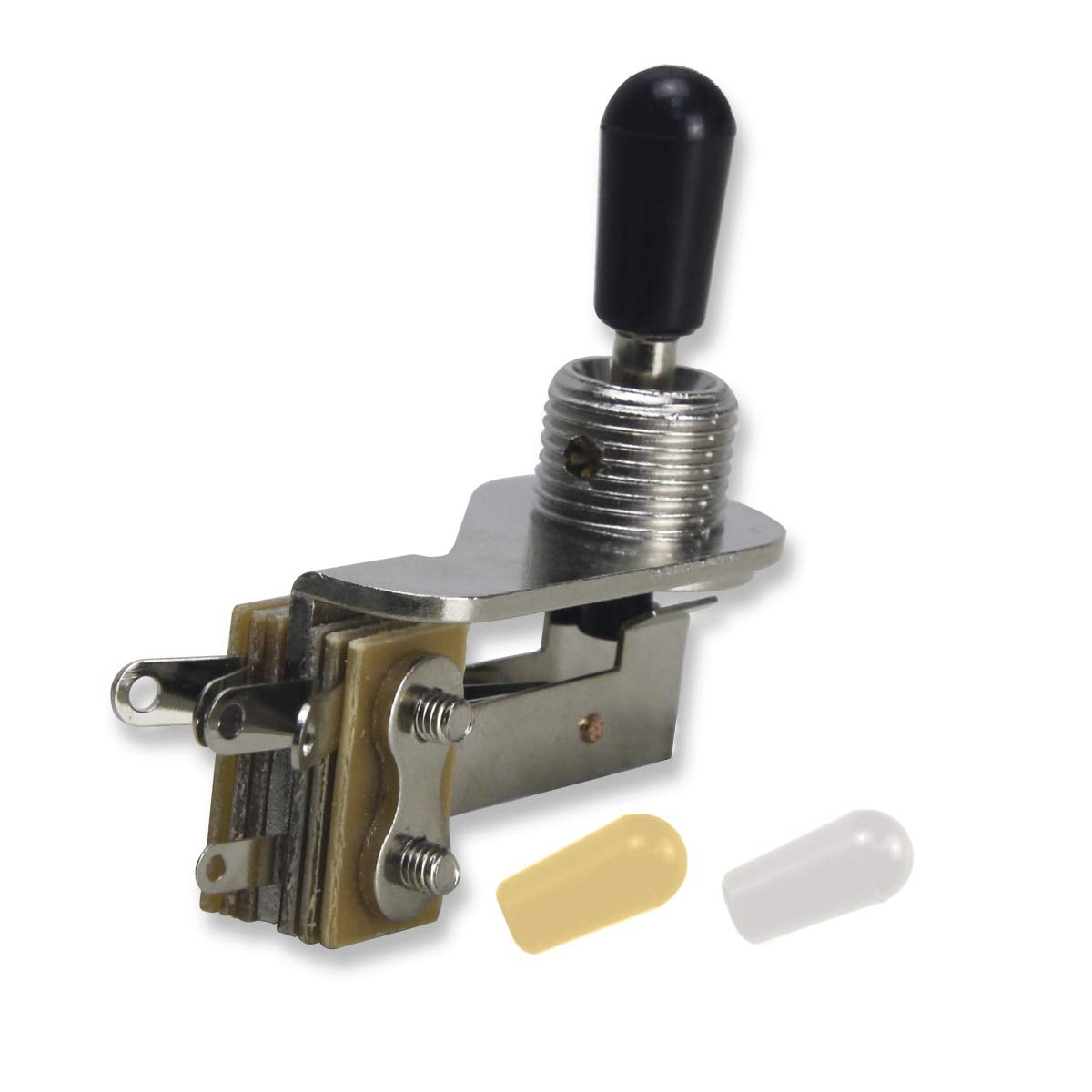 3-Way Guitar Switch Right Angle L-Type Toggle Switch with Black/Cream/White Tips - Electric Guitar & Bass Replacement Part for Gibson, Fender, Ibanez - Perfect for DIY Repairs & Upgrades