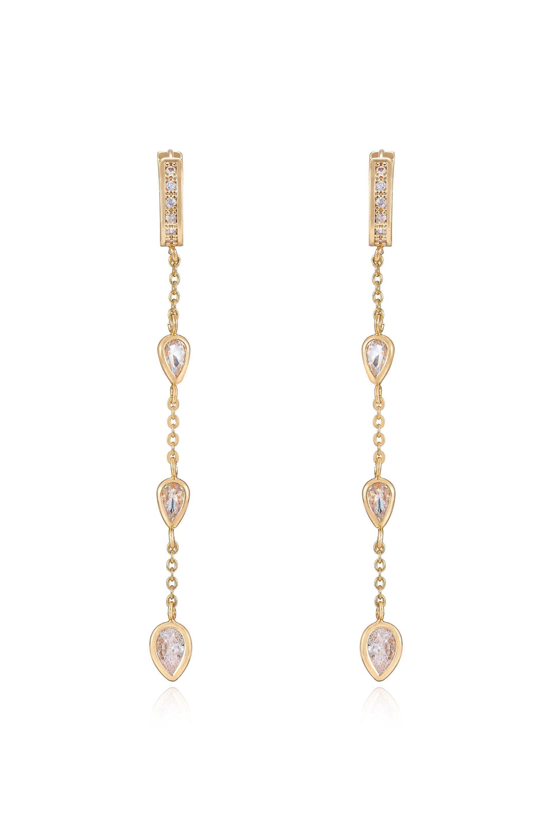 Bezel Crystal Huggie Hoop Dangle Earrings for Women - Elegant Gold Plated Small Hoop Earrings with Sparkling Stones - Perfect for Parties, Weddings & Everyday Wear