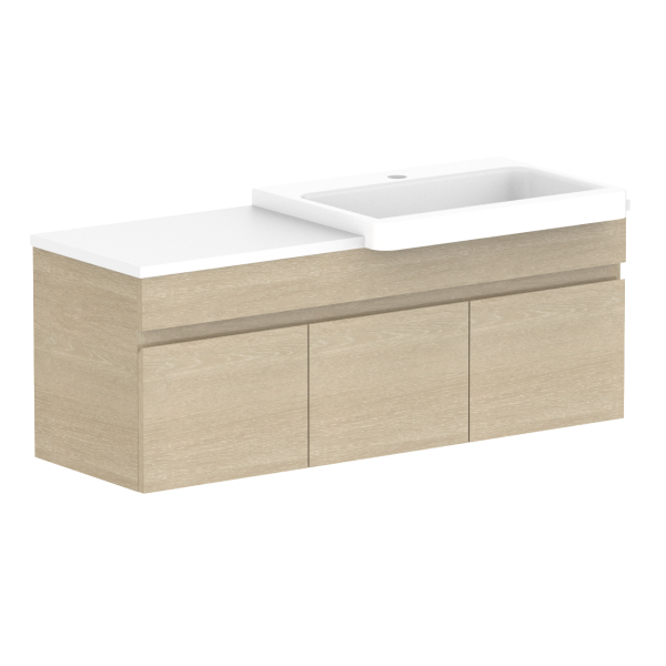 ADP Glacier Pro Semi Recessed All Door Slim Vanity with Solid Surface Top - Modern Bathroom Sink Cabinet for Small Spaces, Perfect for Apartments and Powder Rooms