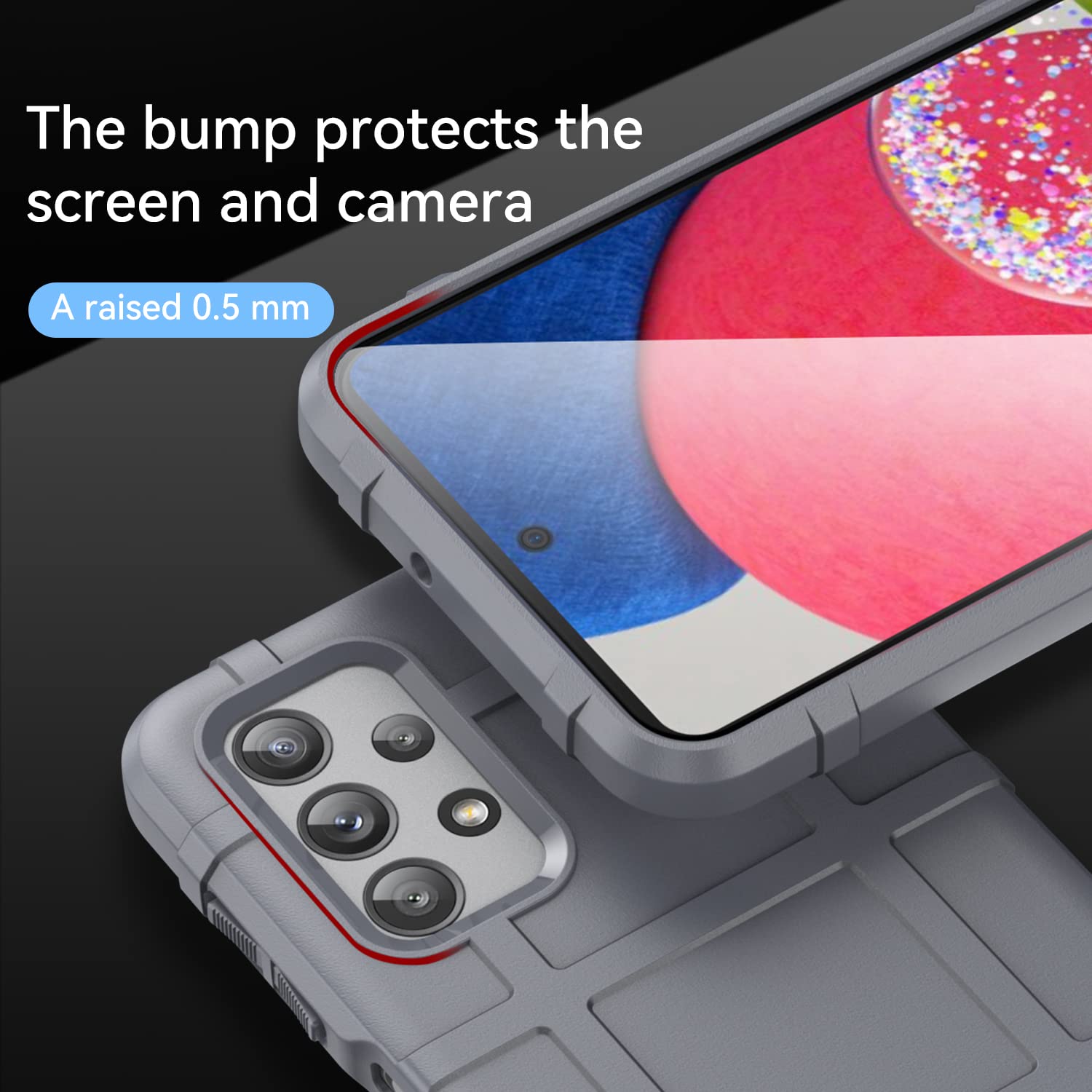 Military Grade Shockproof Galaxy M23/F23 Case - Drop-Tested Protective Cover with Camera Lens Shield (HD Gray) - Perfect for Outdoor Activities, Work & Daily Use