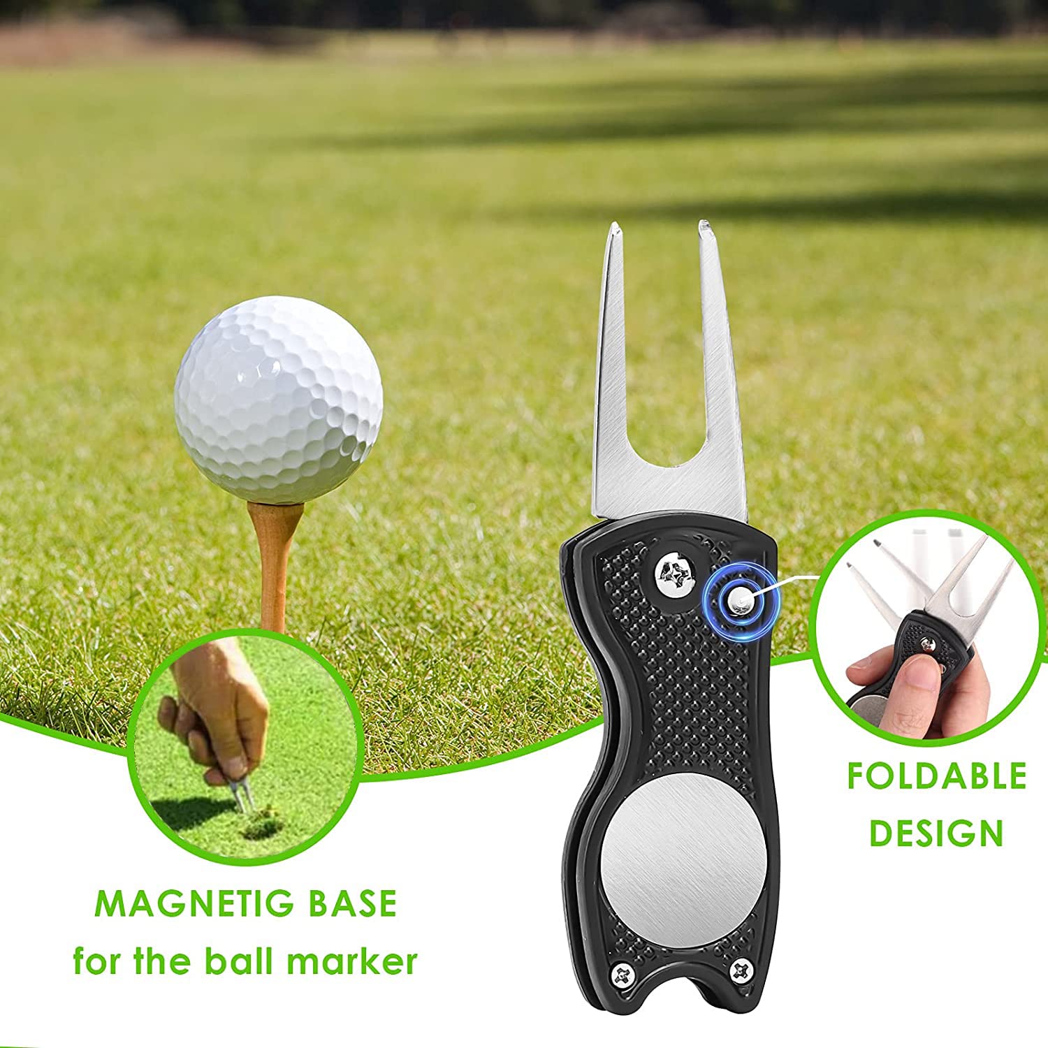 Premium Microfiber Golf Towel Set with Divot Tool & Brush - Durable Golf Accessories for Men & Women - Black Golf Bag Towel & Rag - Perfect for Cleaning Clubs, Balls & Gear During Play - Bulk Golf Gift Kit