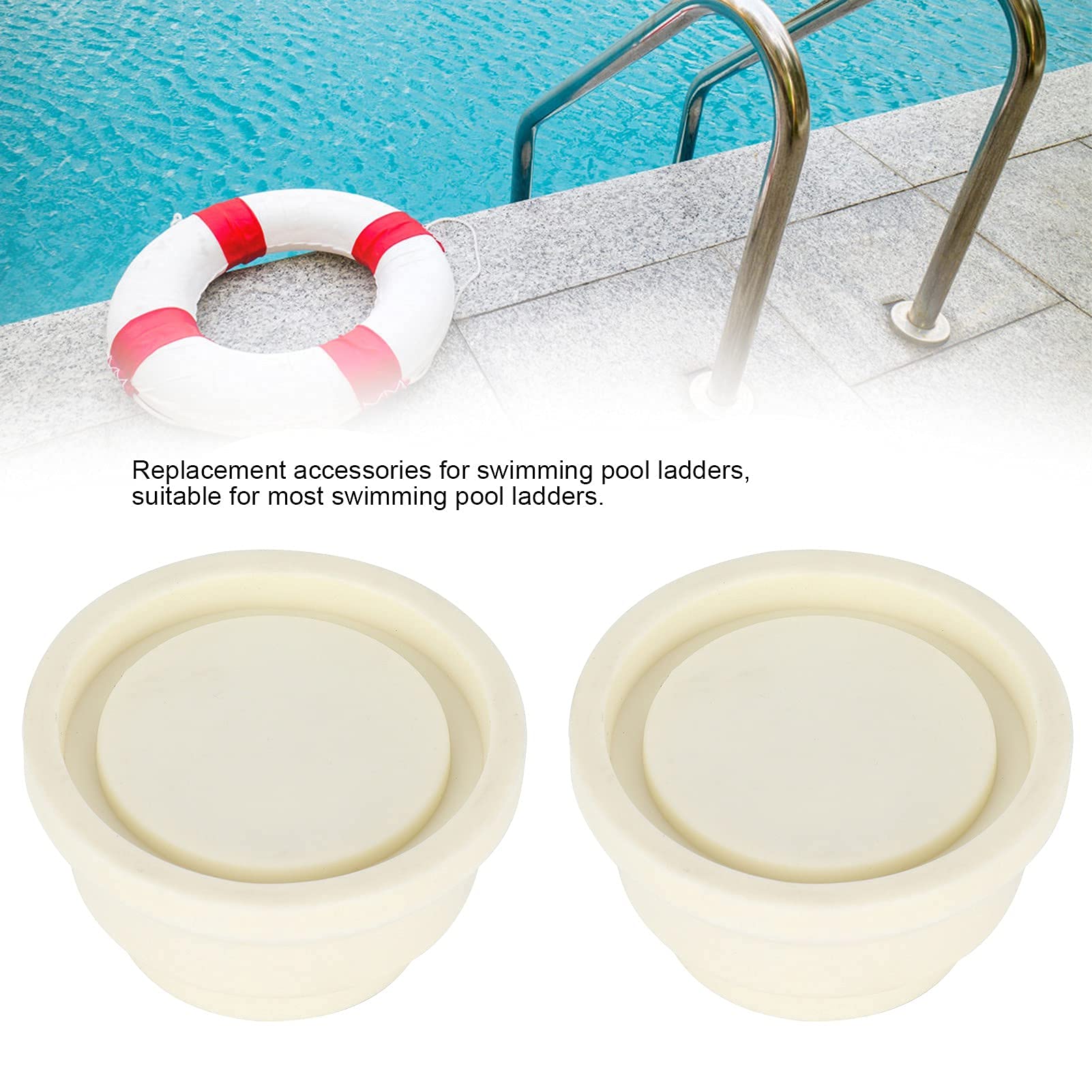 Pool Ladder Rubber Bumpers - 2 Pack Durable Rubber Stoppers for Swimming Pool Ladders | White Non-Slip Protection Pads | Perfect for Inground/Above Ground Pools, Hot Tubs & Spas