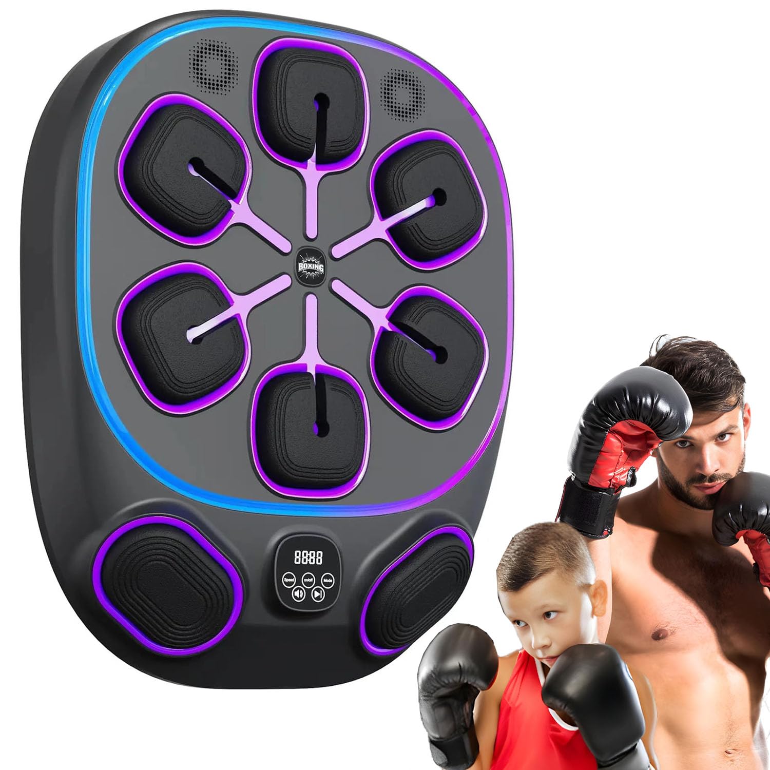 Smart Bluetooth Music Boxing Machine with Gloves - Electronic Punching Board Pad for Adults & Kids - Wall Mounted Training Equipment for Home & Office Fitness