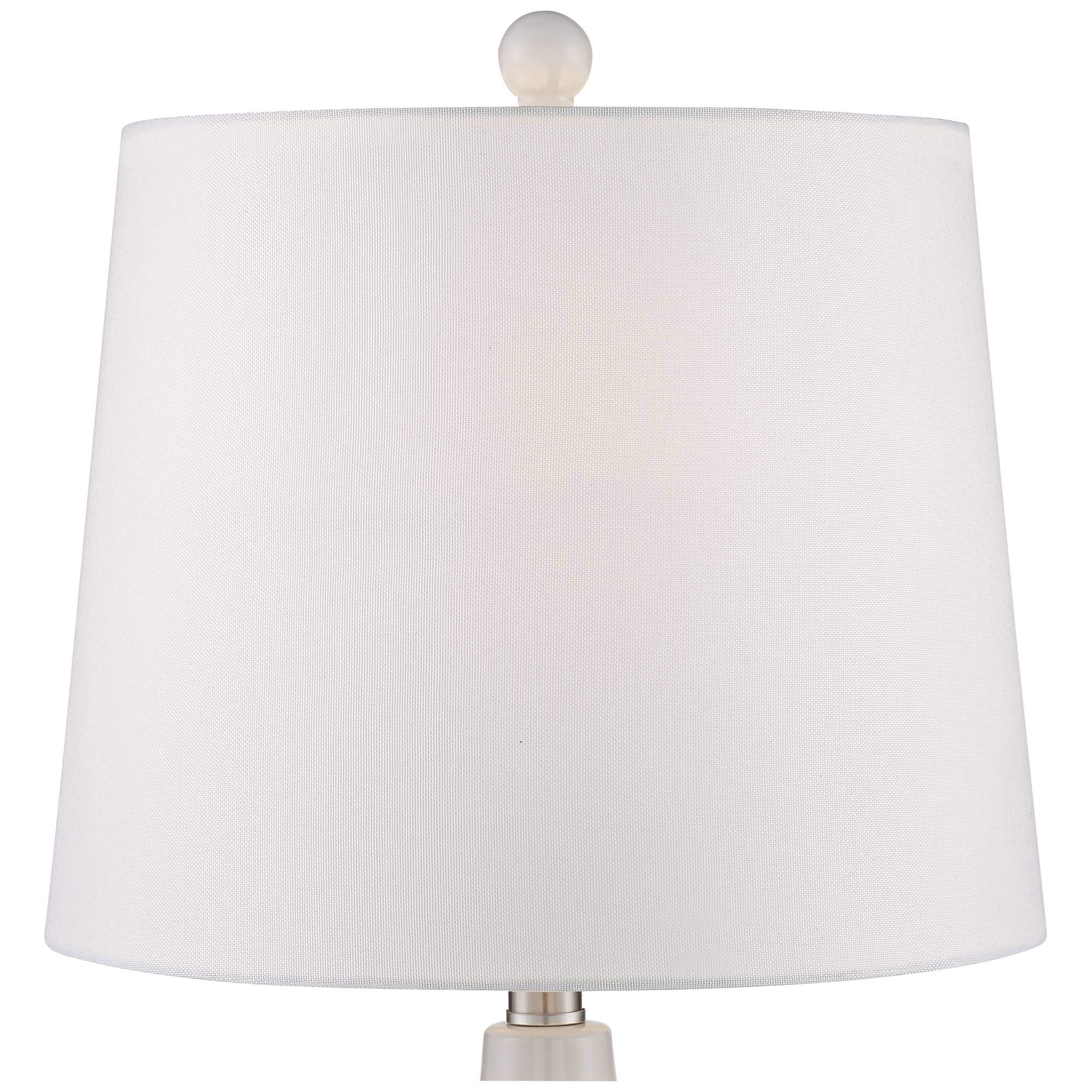 360 Lighting Jane Modern Table Lamps - Set of 2 White Ceramic Double Gourd Lamps with Fabric Tapered Drum Shade - 25
