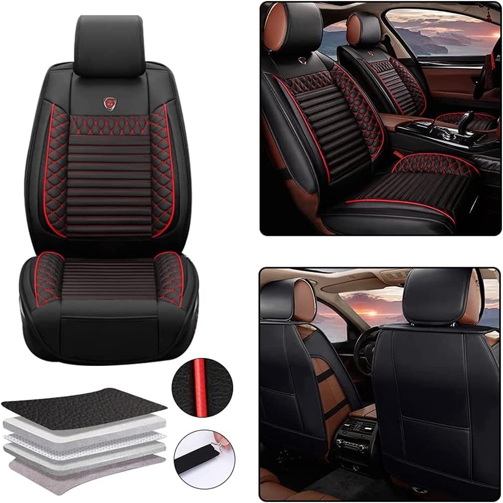 Premium PU Car Cover - All Weather Protection for Nissan Leaf 2011-2022 | Waterproof & Anti-Slip Interior Protector | Fits Front & Rear Seats (Black/Red) | Perfect for Daily Commuting & Long-Term Vehicle Storage