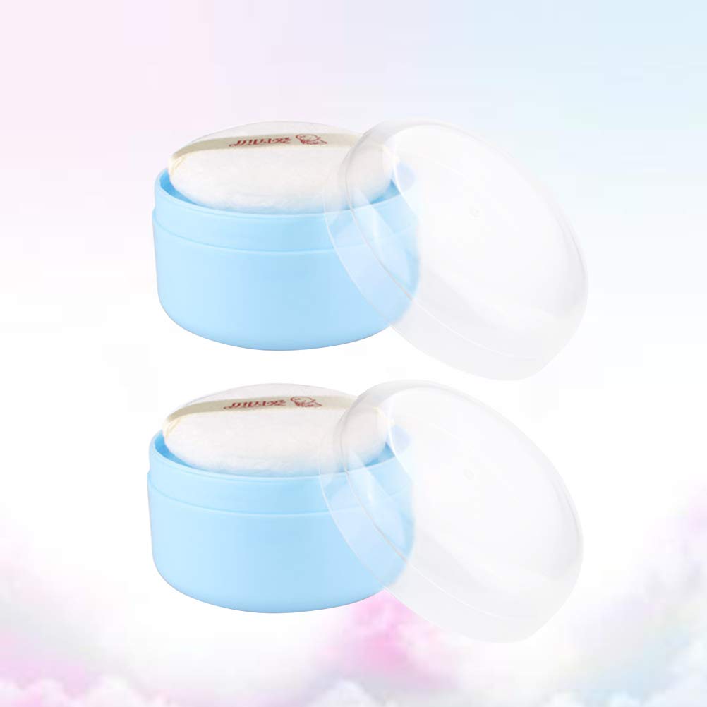 Healifty 2-Piece Makeup Powder Puff Set with Empty Body Powder Container & Sifter - Soft Bath Powder Puffs for Home & Travel - Ideal for Post-Shower, Baby Care & On-the-Go Touch Ups