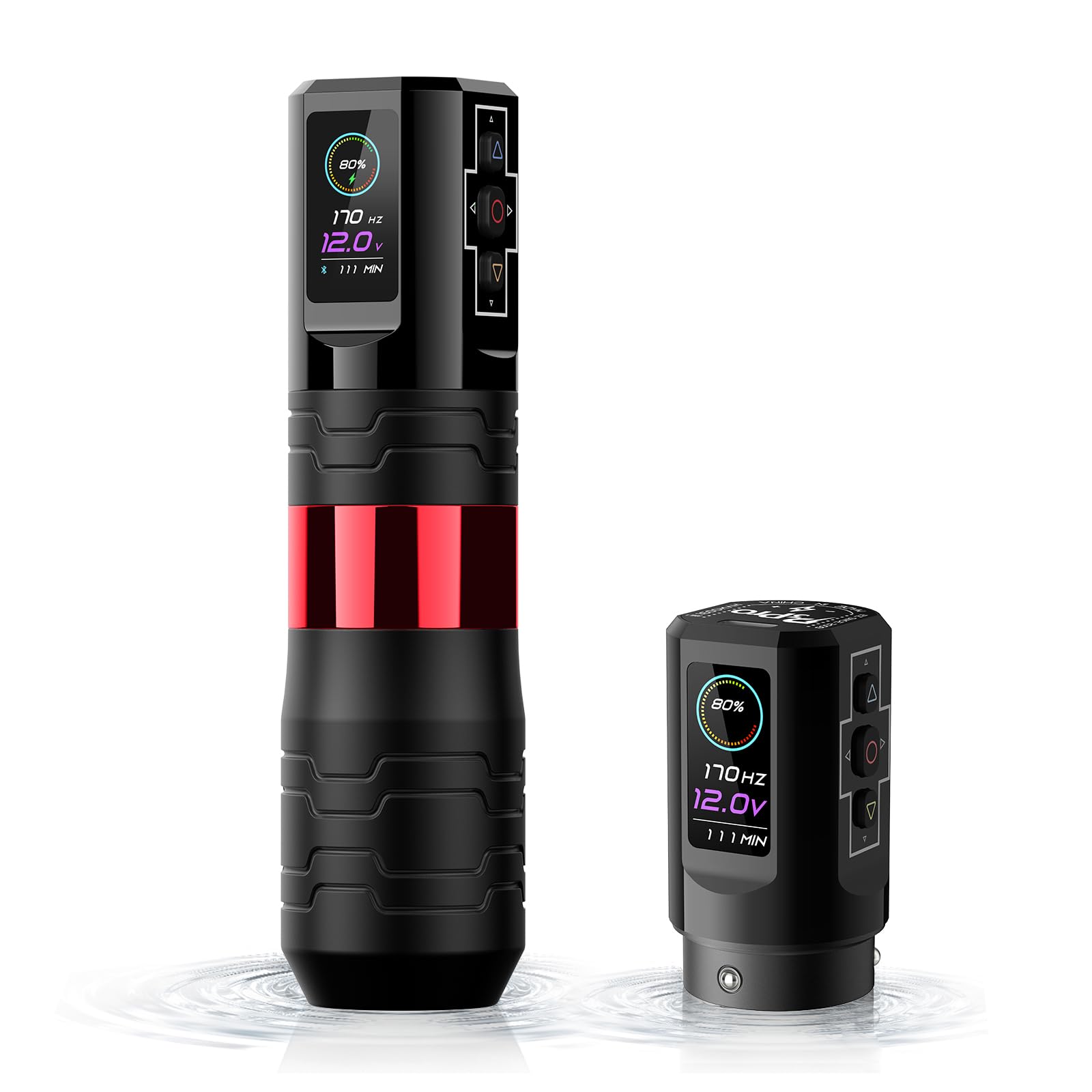 EZ Wireless Tattoo Gun - Professional Bluetooth Tattoo Machine Pen with 5 Adjustable Strokes (3.0-5.0mm), 1600mAh Battery, OLED Display - Perfect for Tattoo Artists & Beginners (P3 Pro Turbo Red) | Ideal for Studio Work & Home Practice