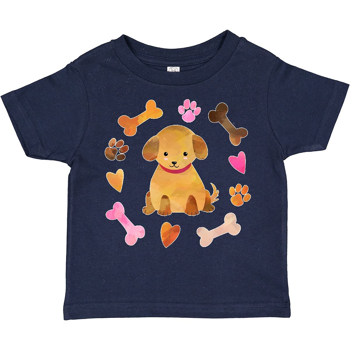 Inktastic Cute Puppy Valentine with Hearts and Bones Toddler T-Shirt - Adorable Dog Lover Outfit for Kids Valentine's Day, Birthday & Family Photos