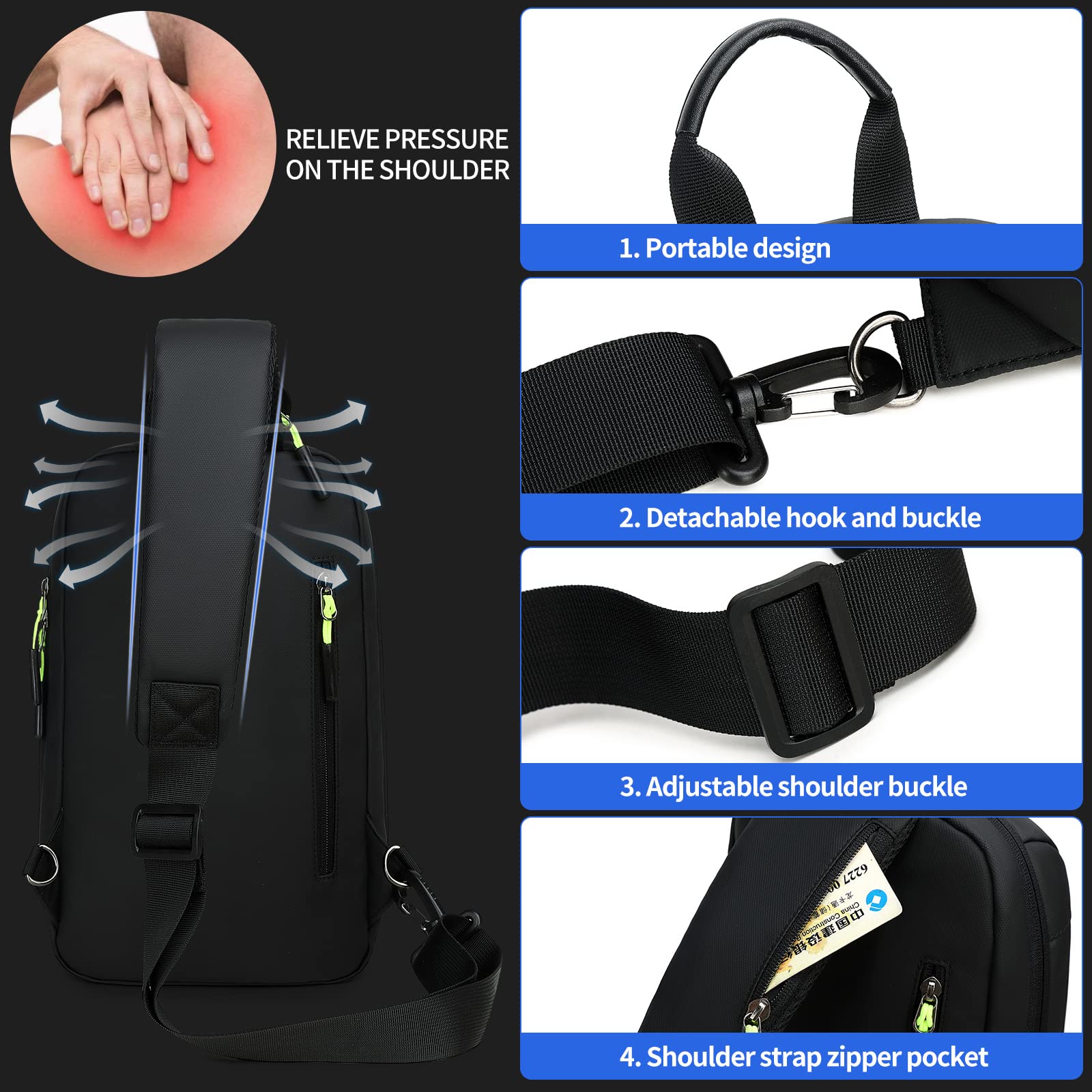 Waterproof Crossbody Sling Bag for Men with USB Charging Port - Lightweight Casual Daypack for Travel, Hiking & Daily Commute