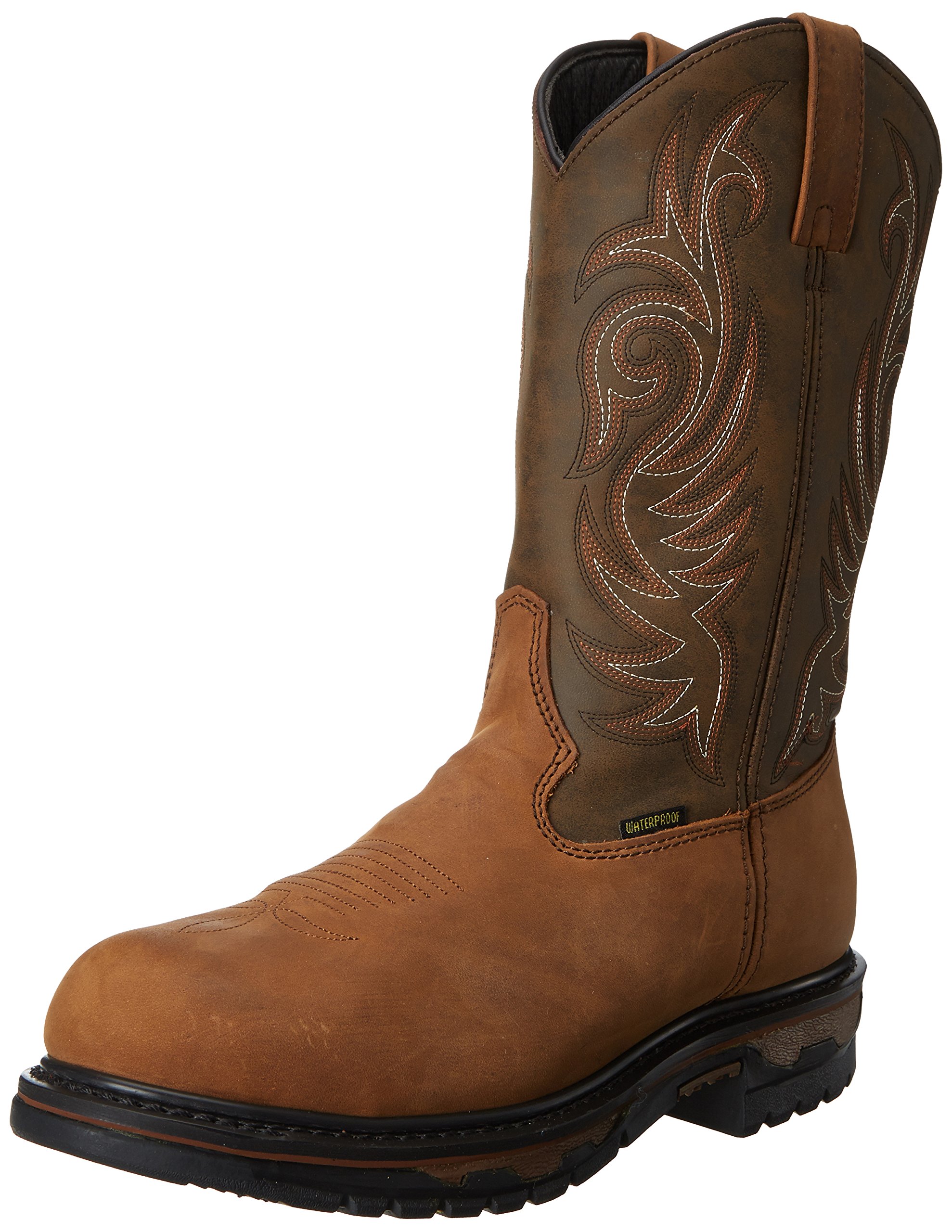 Laredo Men's 11 Inch Waterproof Steel Toe Work Boots - Brown Safety Shoes for Construction, Warehouse & Outdoor Work - Size 10 EW - Durable & Comfortable Work Footwear