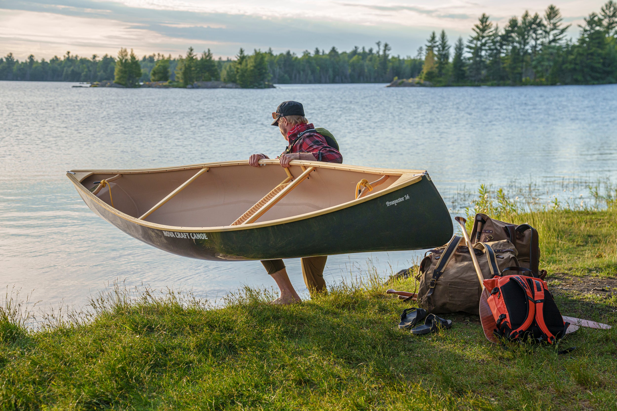 Nova Craft Prospector 14 TuffStuff Canoe with Removable Yoke - Lightweight Durable Canoe for Camping, Fishing & Wilderness Exploration