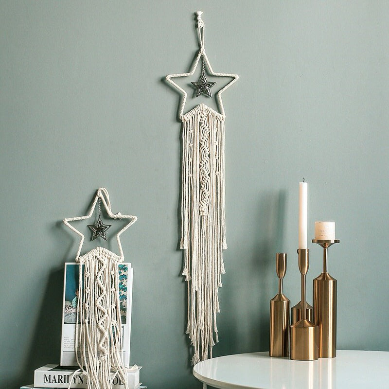 Handmade Star Macrame Dreamcatcher - Boho Wall Hanging Decor for Bedroom, Nursery & Living Room - Perfect for Home, Wedding & Gift Giving
