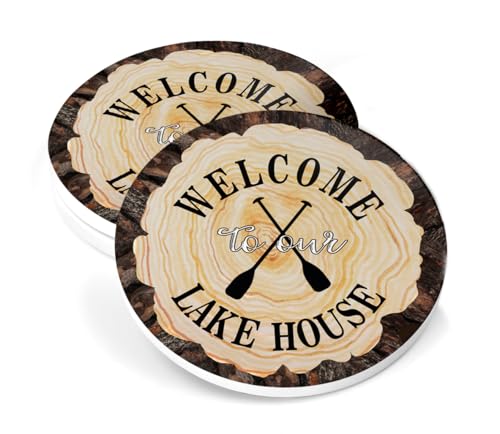 Wood Slice Welcome to Lake House
