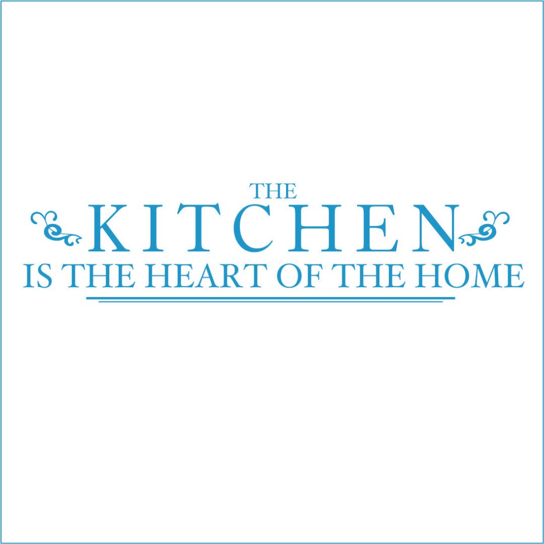 Large Azure Blue Vinyl Kitchen Quote Wall Decal - Inspirational Home Decor for Kitchens, Dining Rooms & Living Spaces