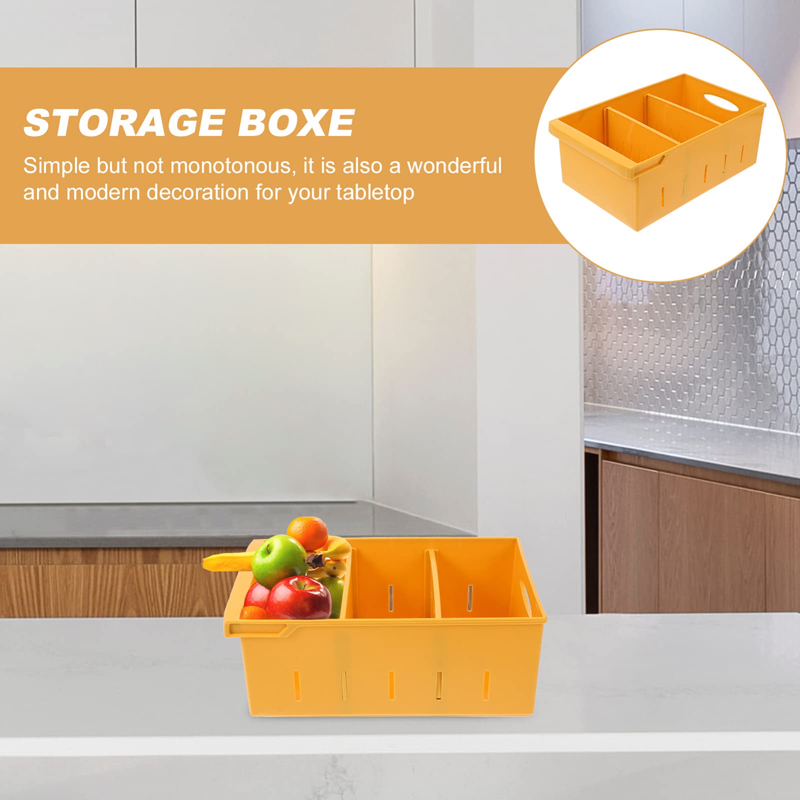 Cabilock 1-Piece Plastic Kitchen Organizer Box - Fruit & Vegetable Storage Basket, Fridge Organizer, Pantry Divider, Tea Storage, Egg Tray - Durable PP Material with Flat Lip (Perfect for Kitchen, Pantry & Refrigerator Organization)