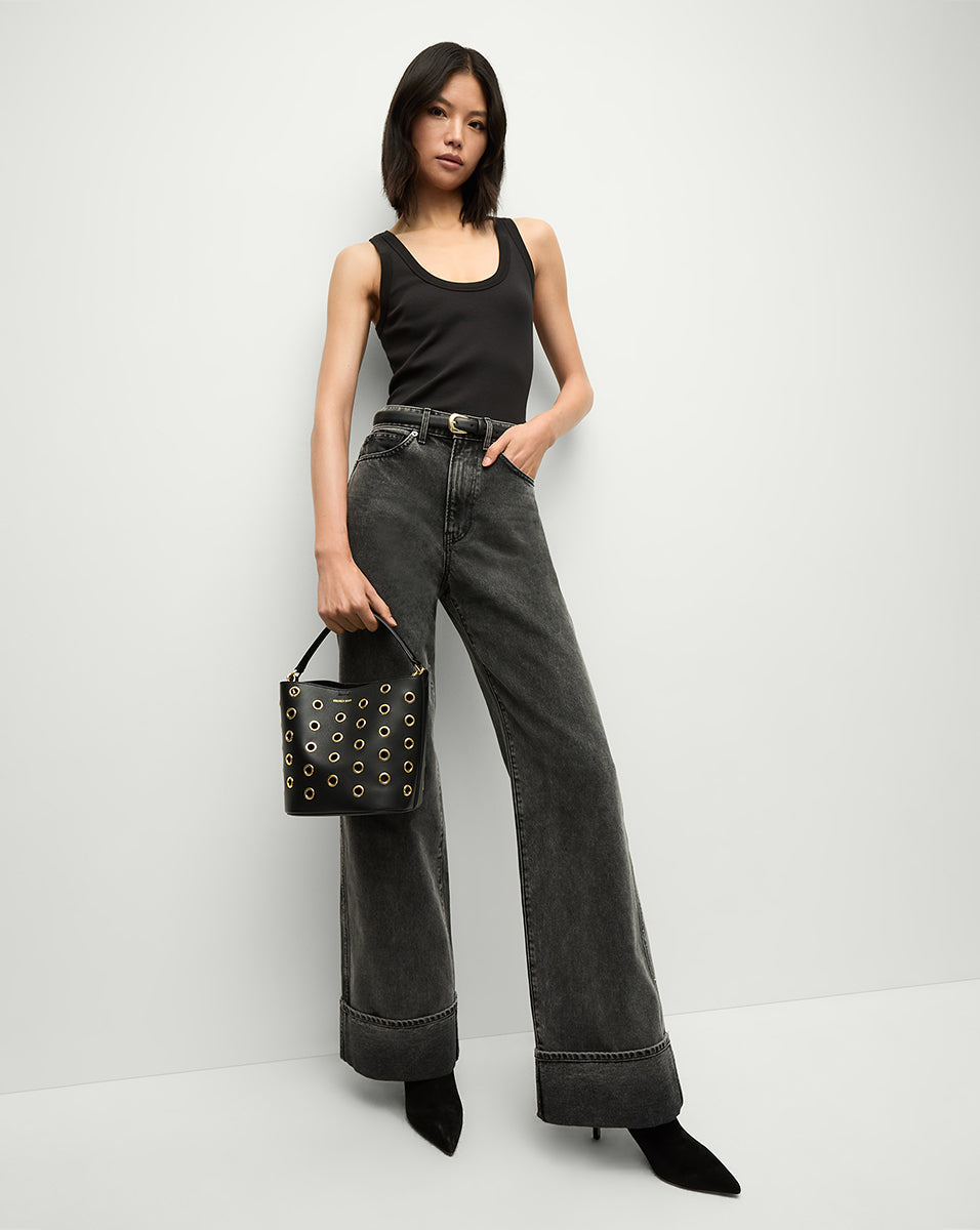 Taylor Cuffed Wide Leg Jeans for Women - High Waist Distressed Denim Pants - Casual & Comfortable Stretch Jeans for Everyday Wear, Work, and Weekend Outfits