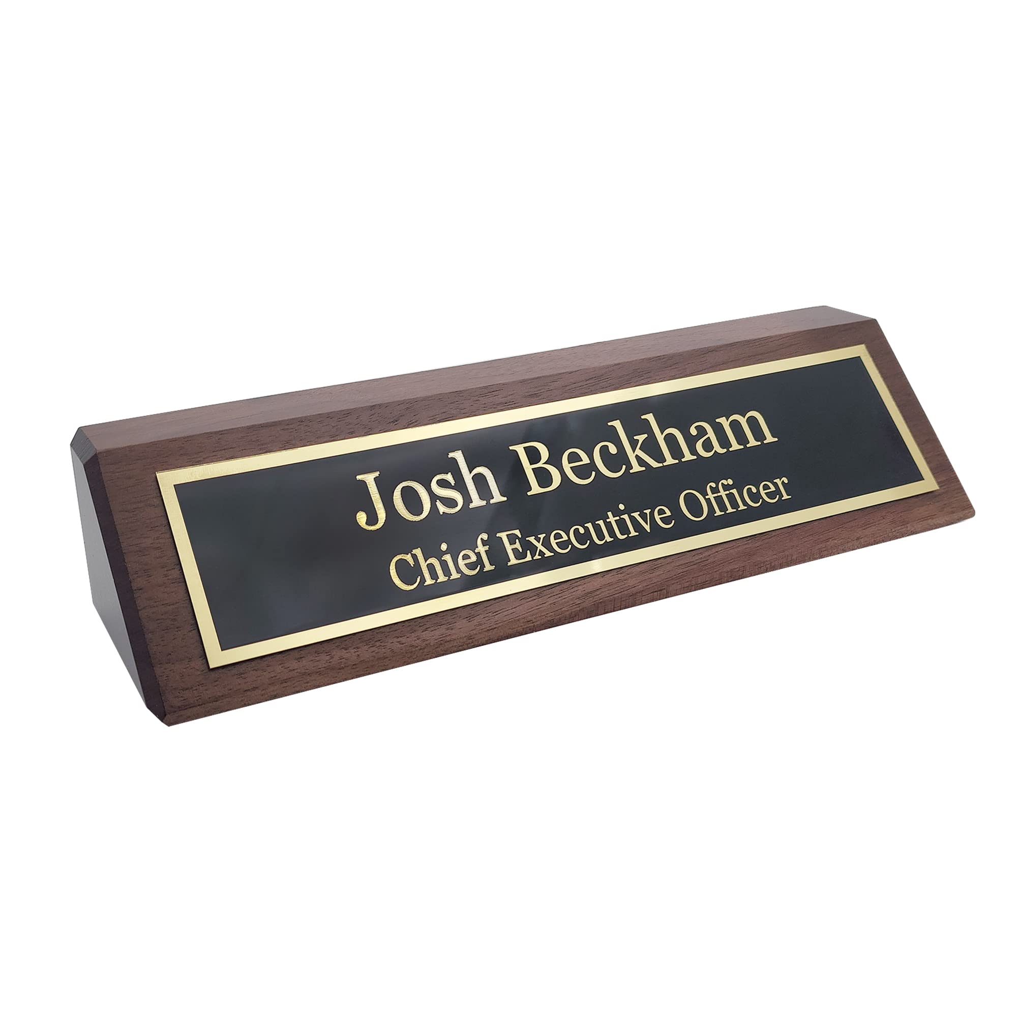 Custom Engraved Walnut Wood Name Plate for Desk - Personalized Office Name Sign (2x8 Inches) | Perfect Gift for Boss, Coworker, Reception & Home Office Decor