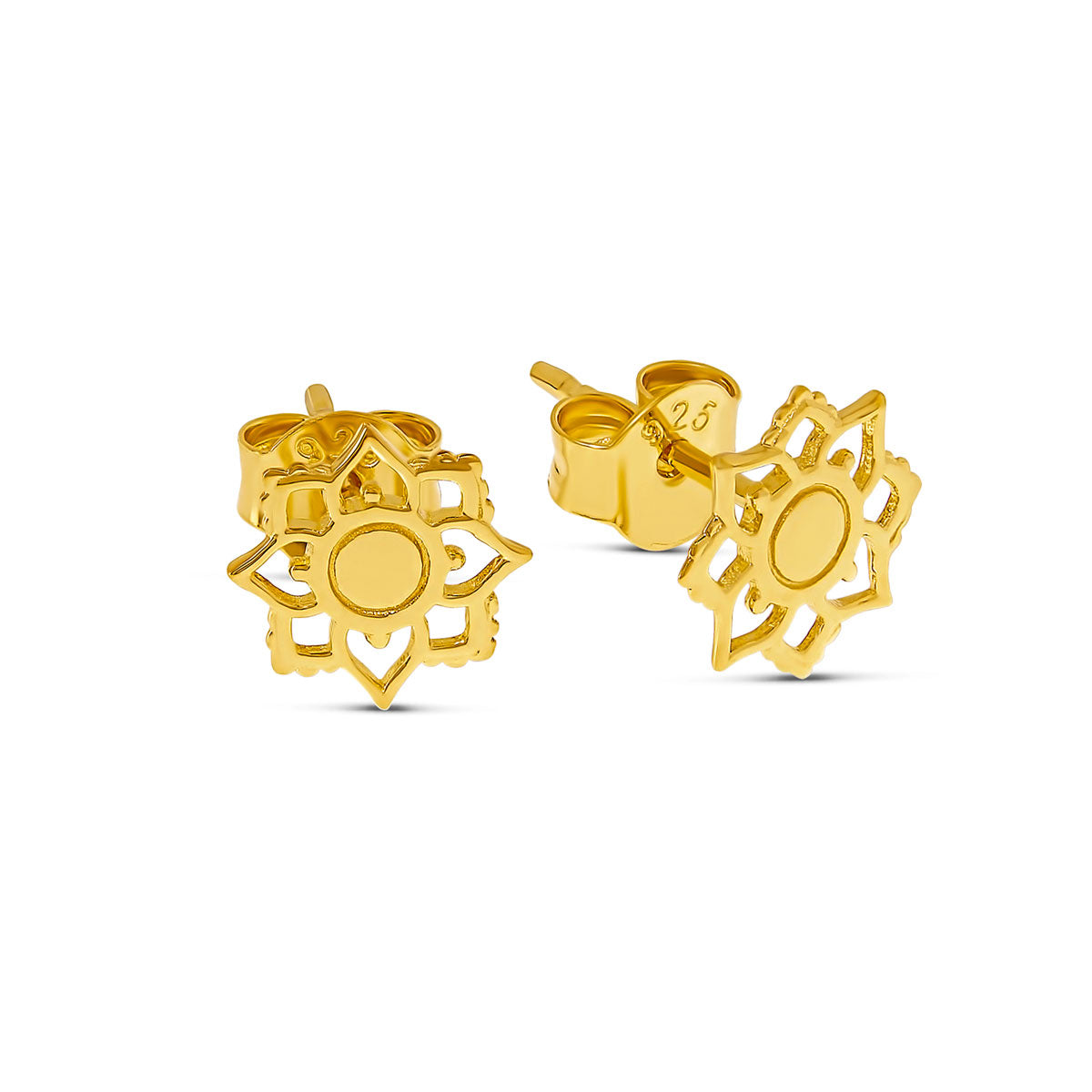 Gold Mandala Flower Stud Earrings for Women - Boho Chic Handmade Jewelry for Parties, Weddings & Everyday Wear