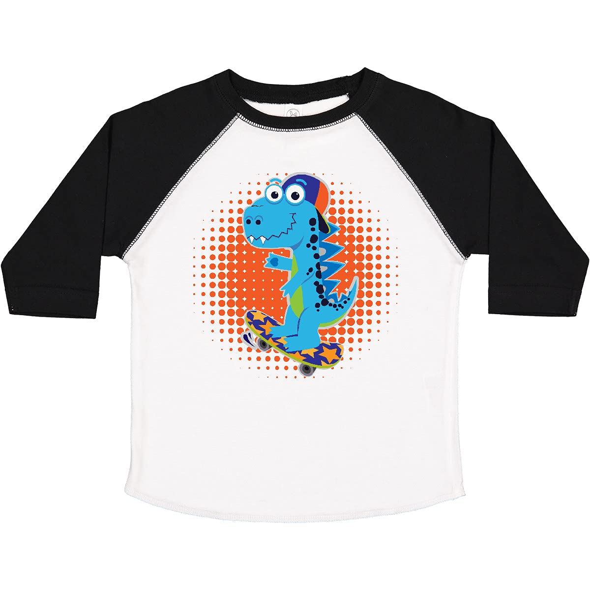 Inktastic Skateboard Dinosaur Graphic Tee for Boys & Toddlers - Cool Dino Print Cotton T-Shirt for Playtime, School & Outdoor Activities
