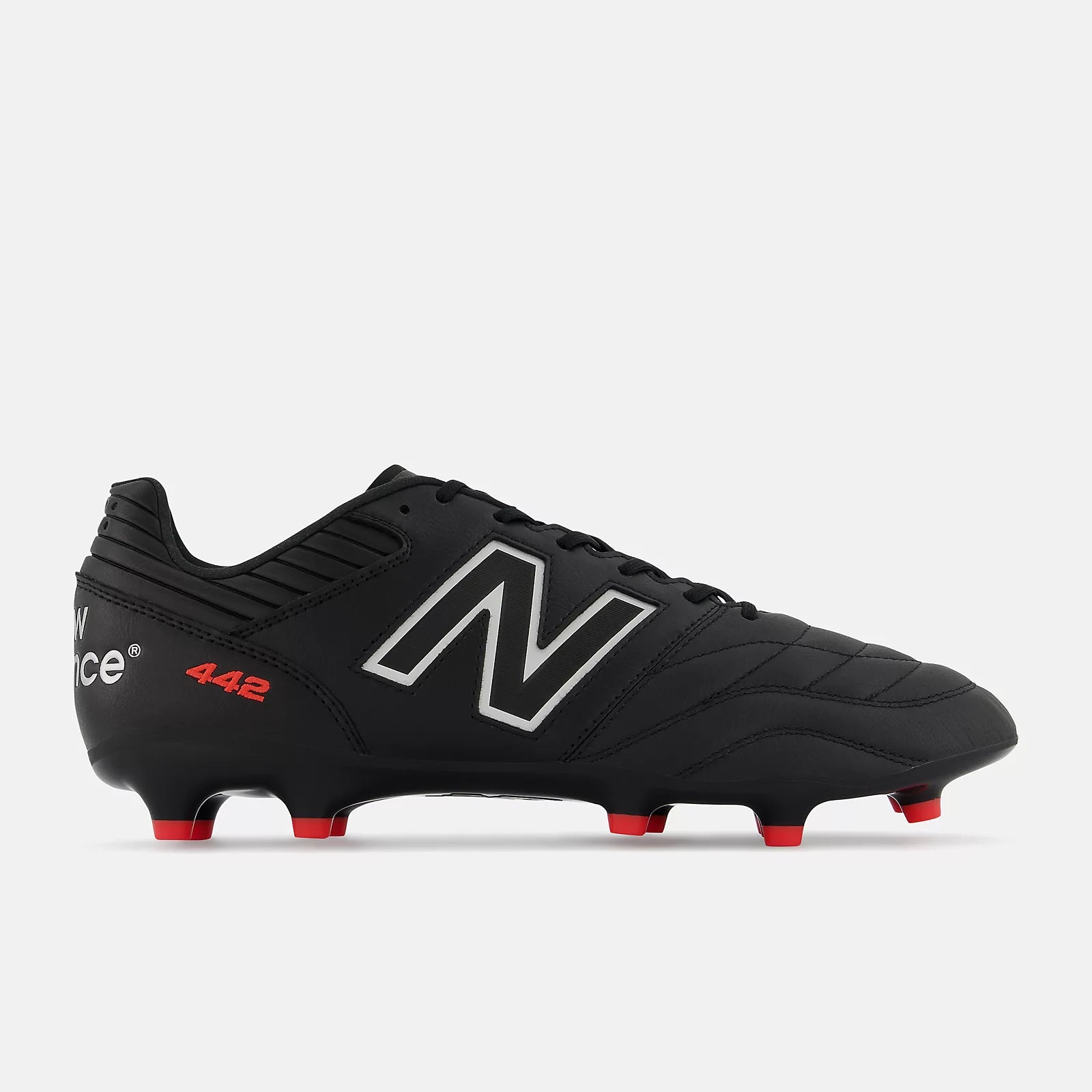 New Balance 442 v2 Pro FG Soccer Cleats - Black/Silver/Red - Firm Ground Football Boots for Men | Perfect for Competitive Matches & Training Sessions