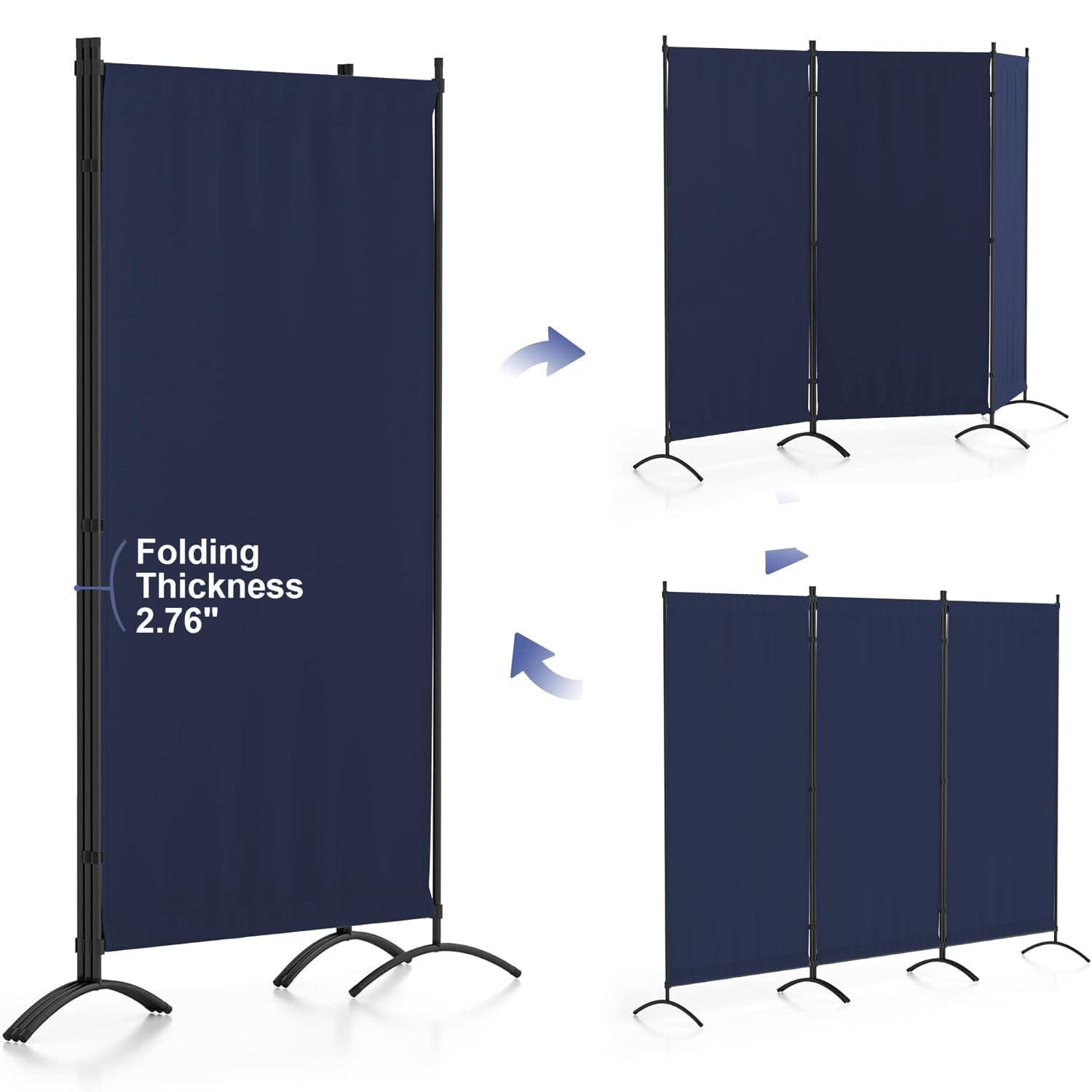 Morngardo 3-Panel Folding Room Divider Privacy Screen - Portable Partition for Home Office, Bedroom & Dorm Decor (Blue) | Perfect for Creating Private Spaces & Room Separation